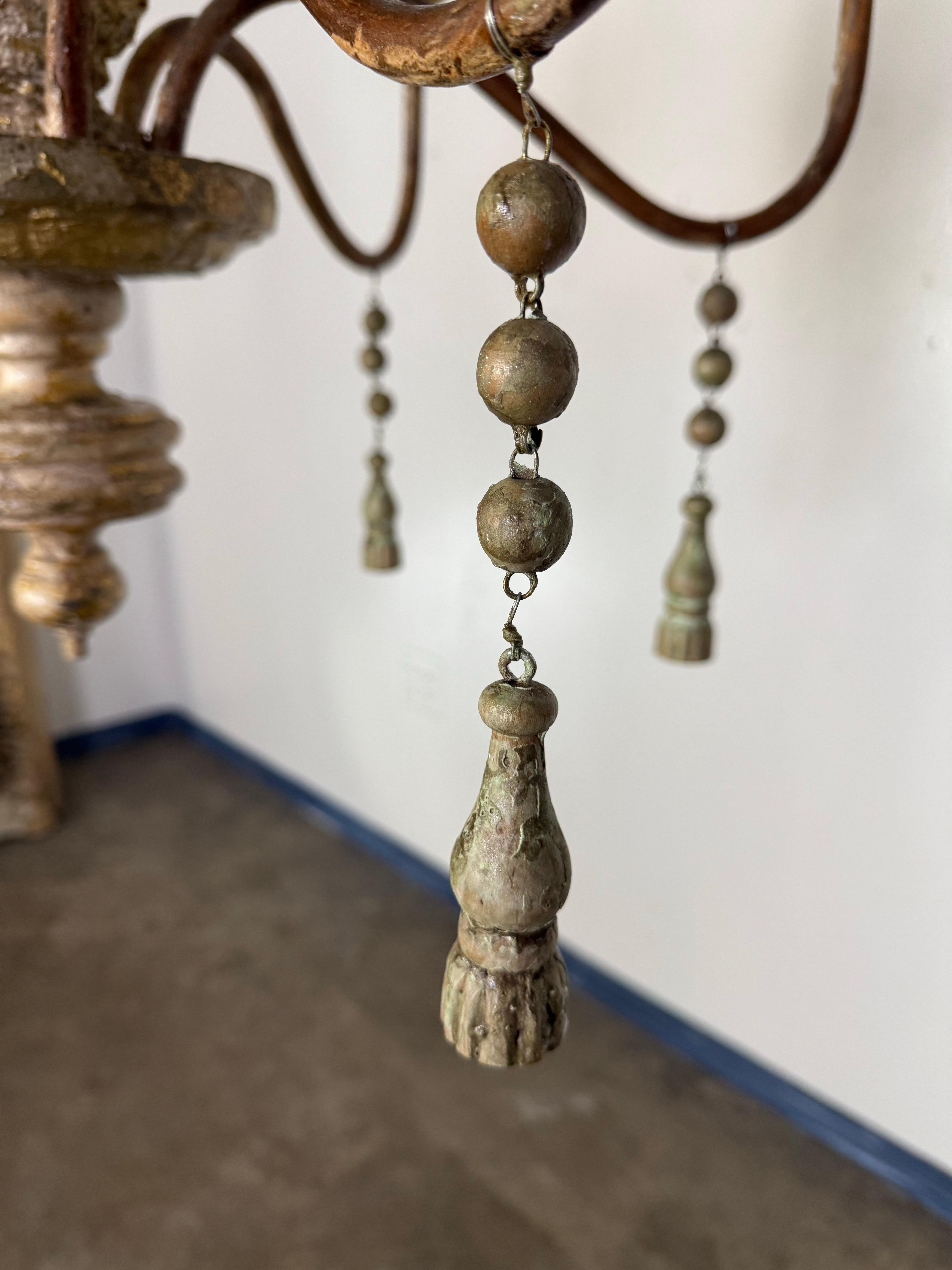Six light Italian Giltwood Chandelier 5