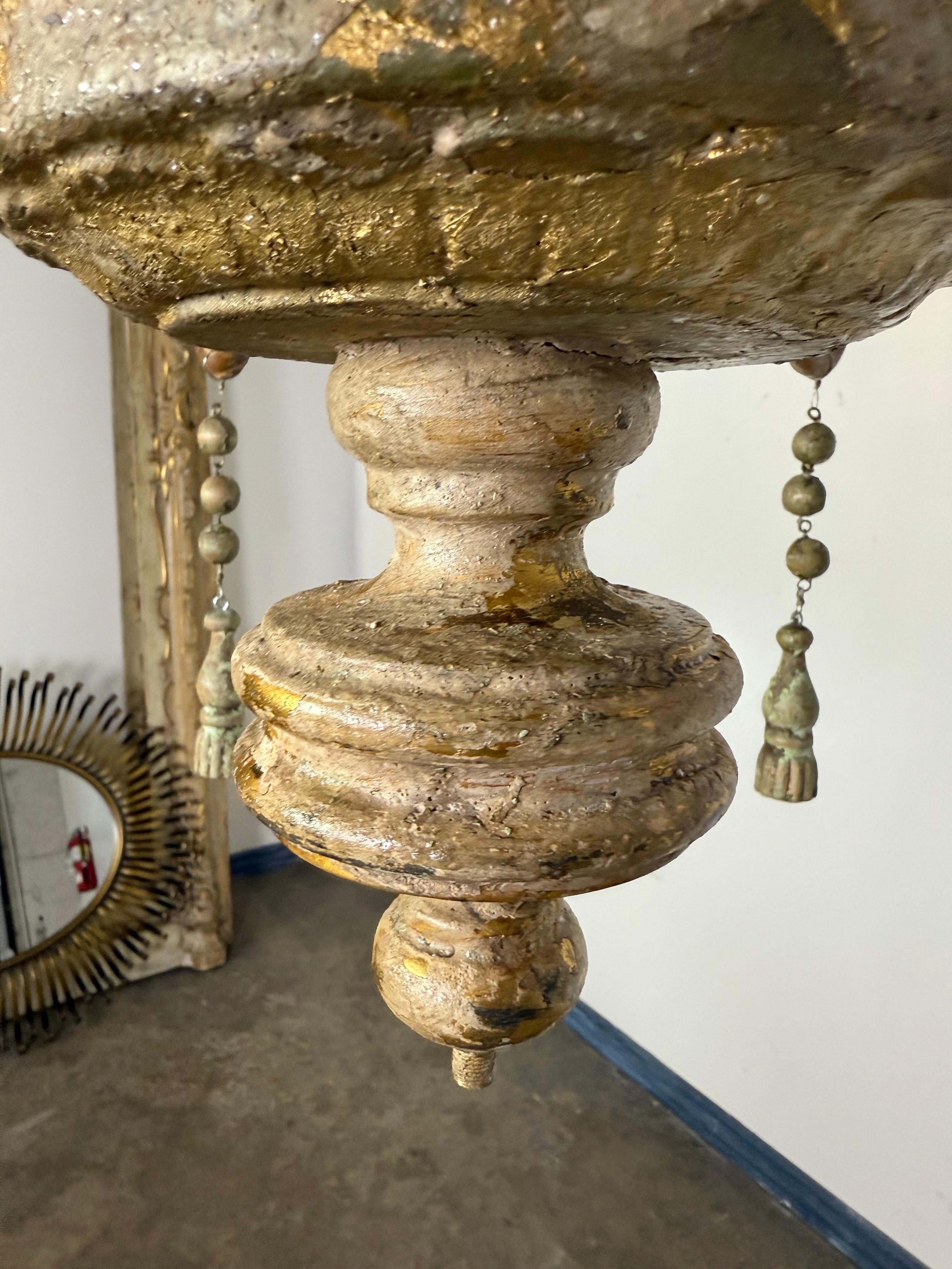 Six light Italian Giltwood Chandelier 7