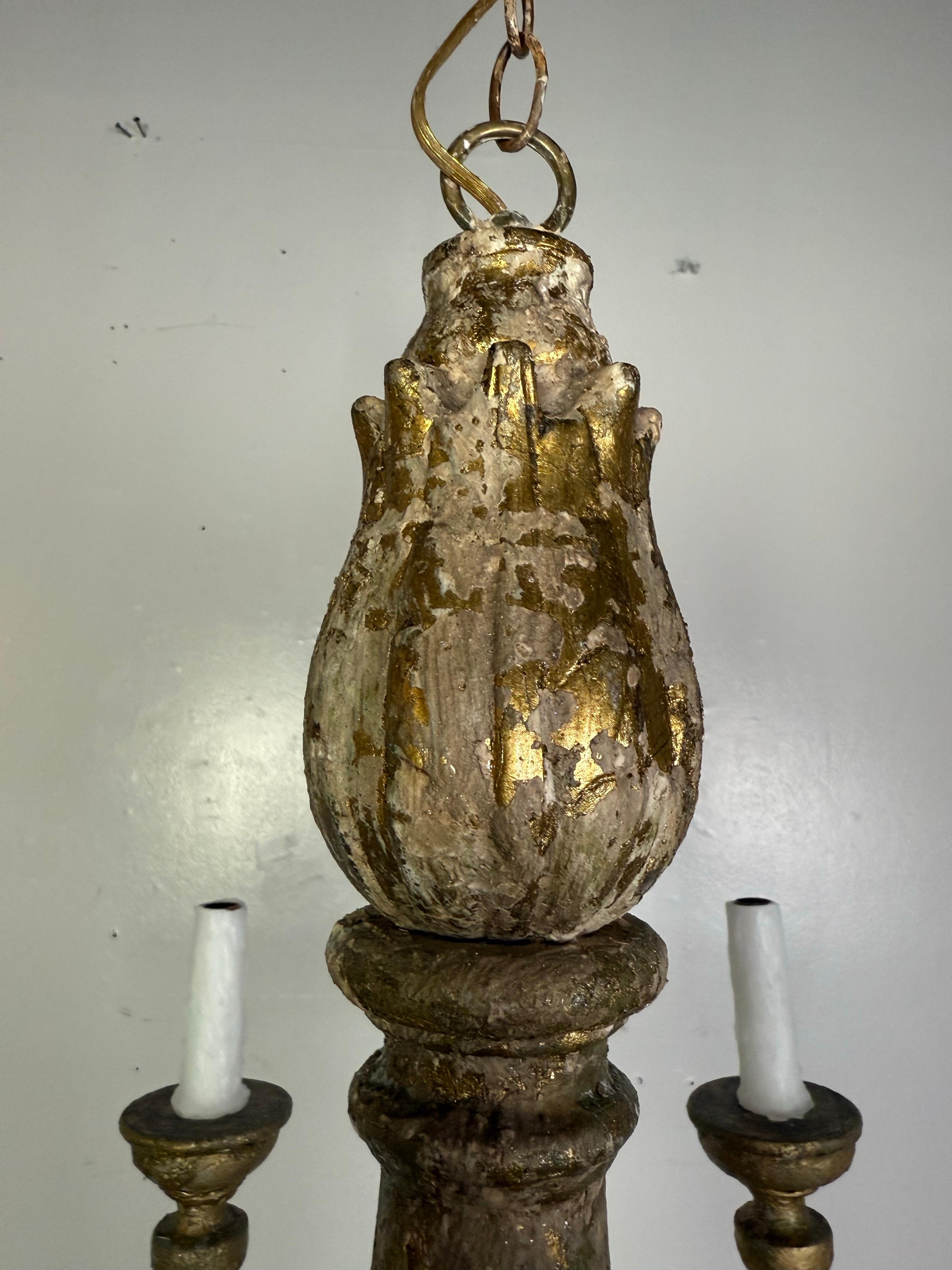 Mid-20th Century Six light Italian Giltwood Chandelier