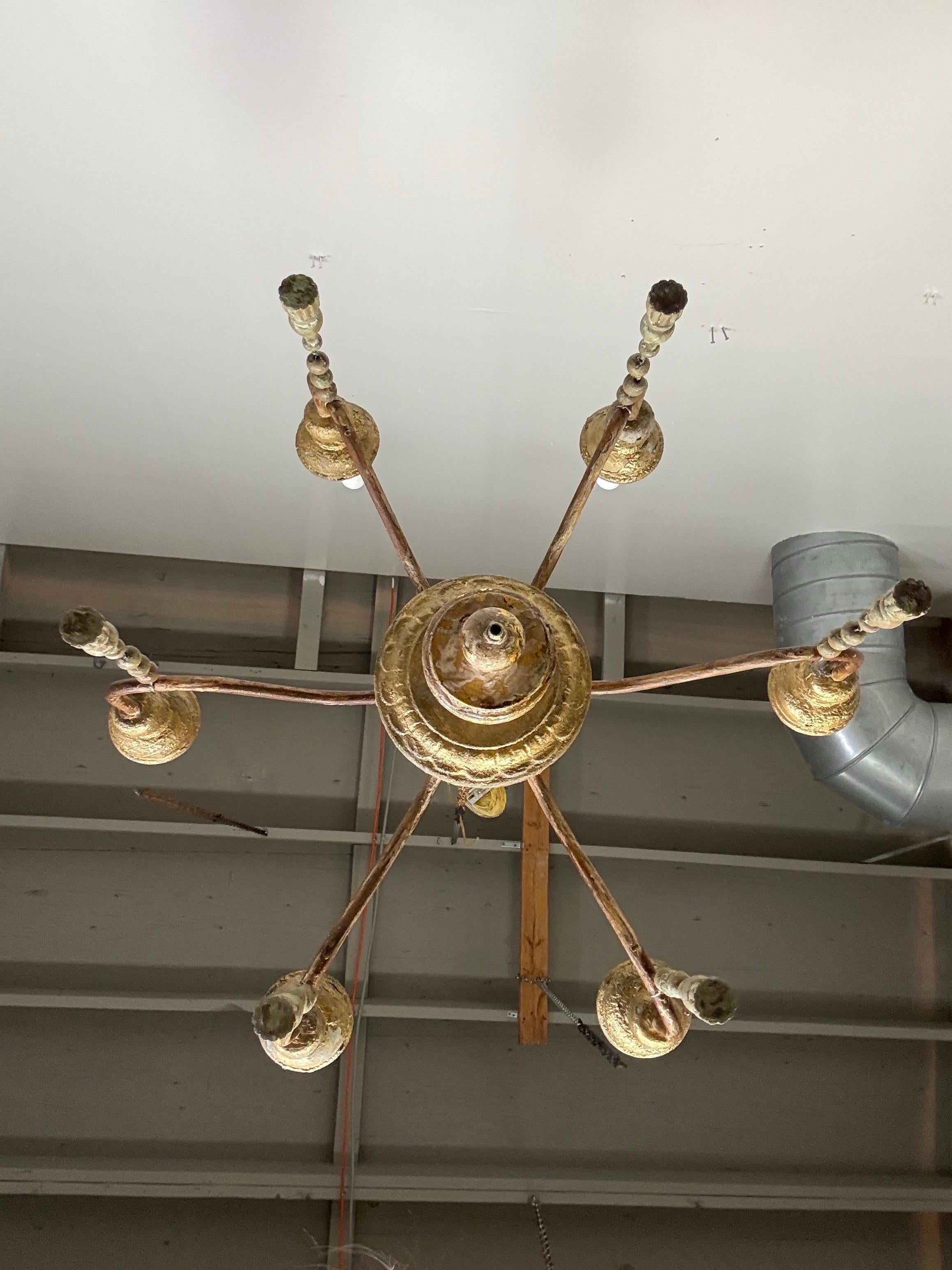 Six light Italian Giltwood Chandelier 1