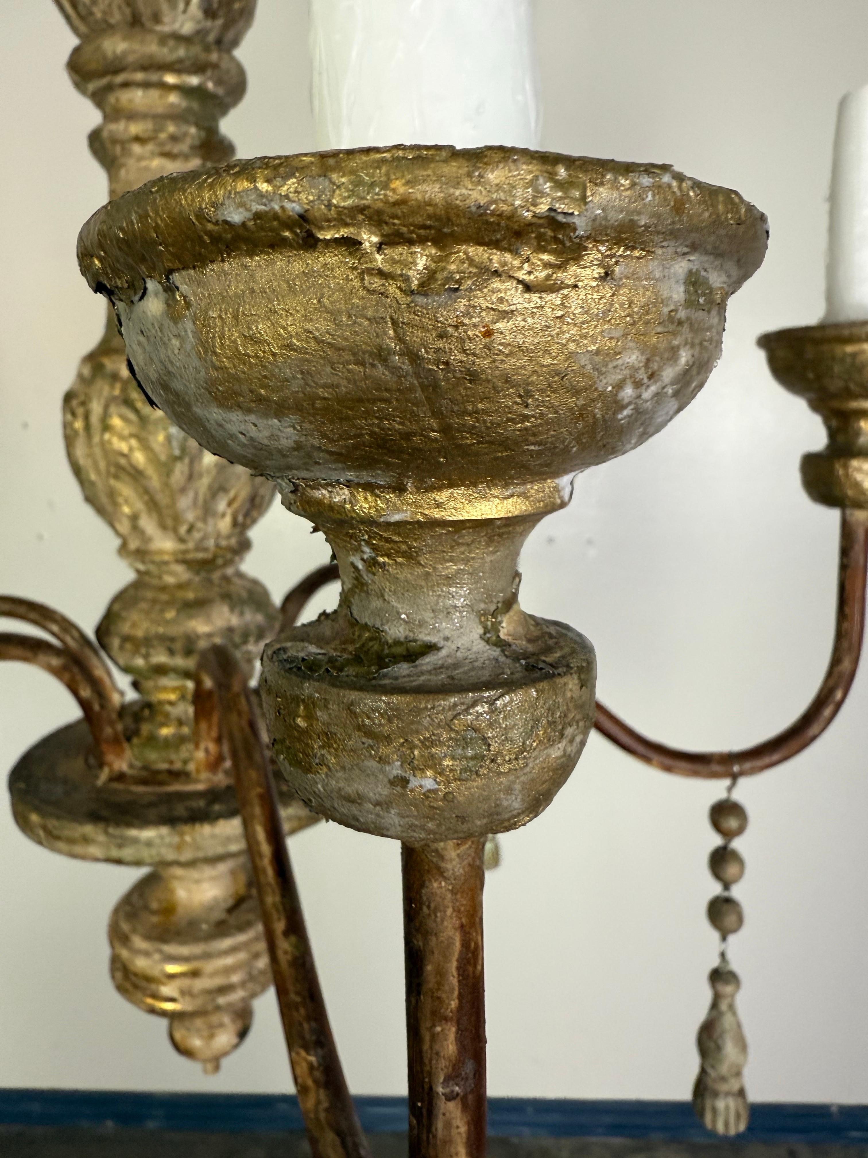 Six light Italian Giltwood Chandelier 3