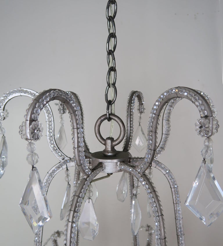 Six-Light Italian Style Beaded Crystal Chandelier In Good Condition For Sale In Los Angeles, CA