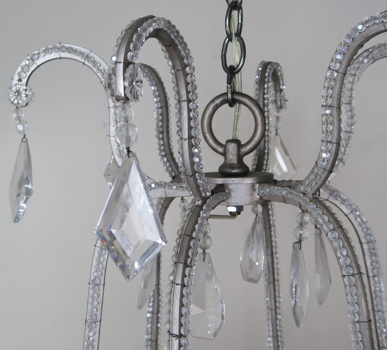 Six-Light Italian Style Beaded Crystal Chandelier For Sale 2