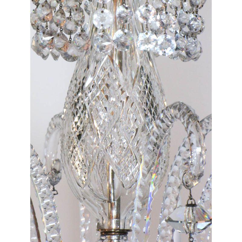 Six Light Large Crystal 19th Century Chandelier For Sale 1