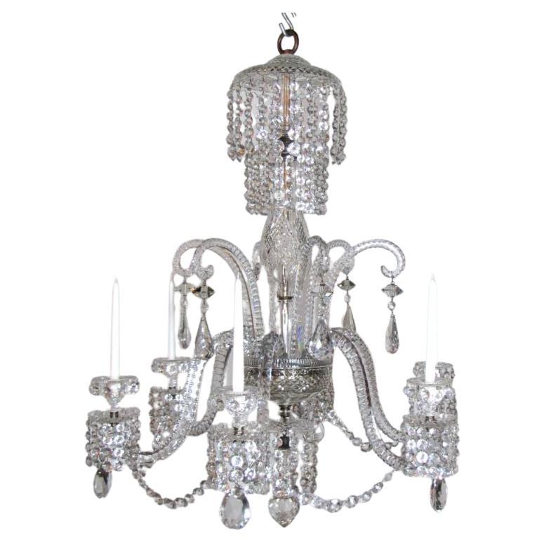 Six Light Large Crystal 19th Century Chandelier