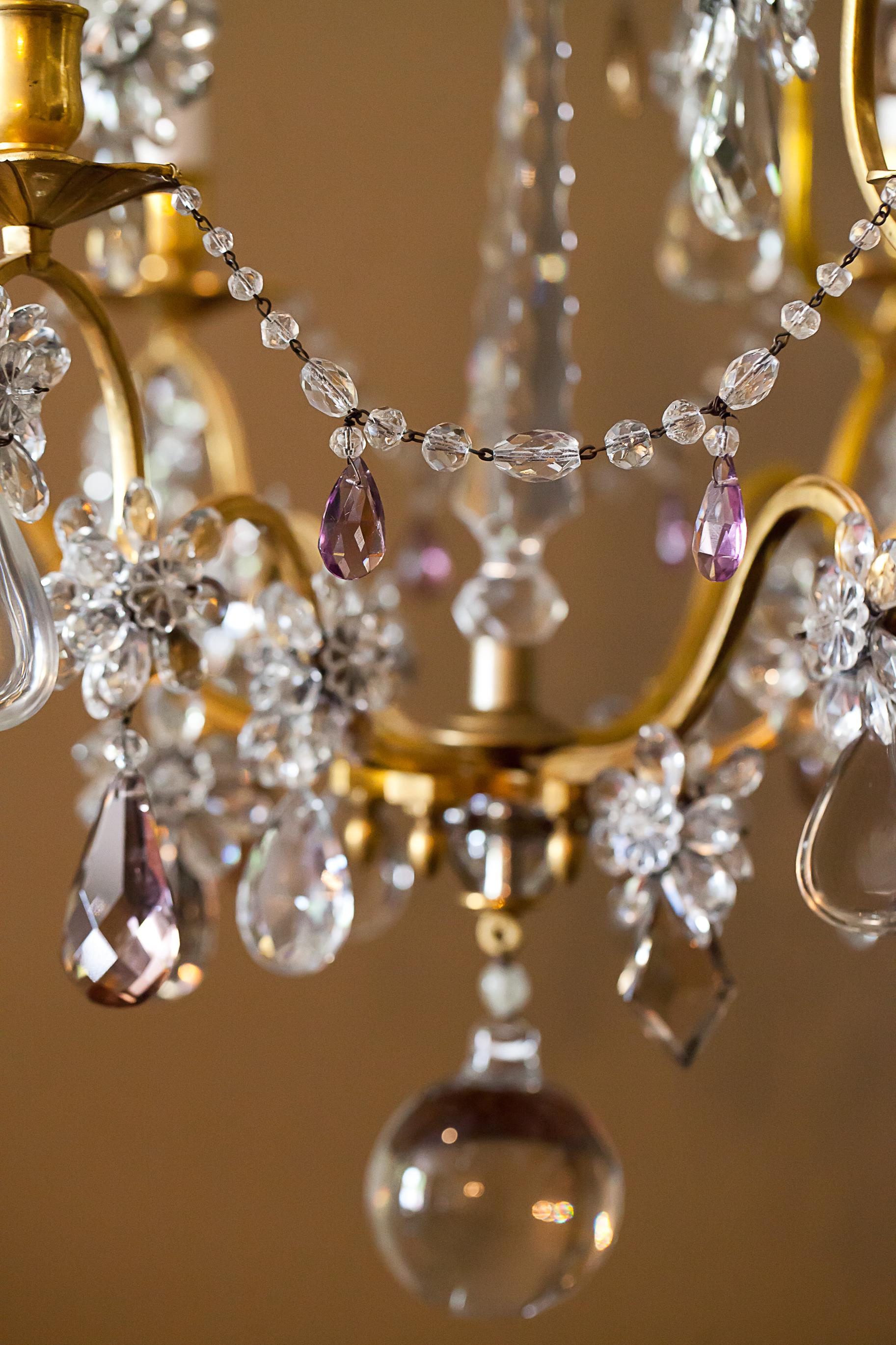 Six-Light Louis XV Style Bronze and Crystal Chandelier, France, circa 1930 6