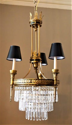 Six-Light Louis XVI Style Chandelier with Shades, circa 1910