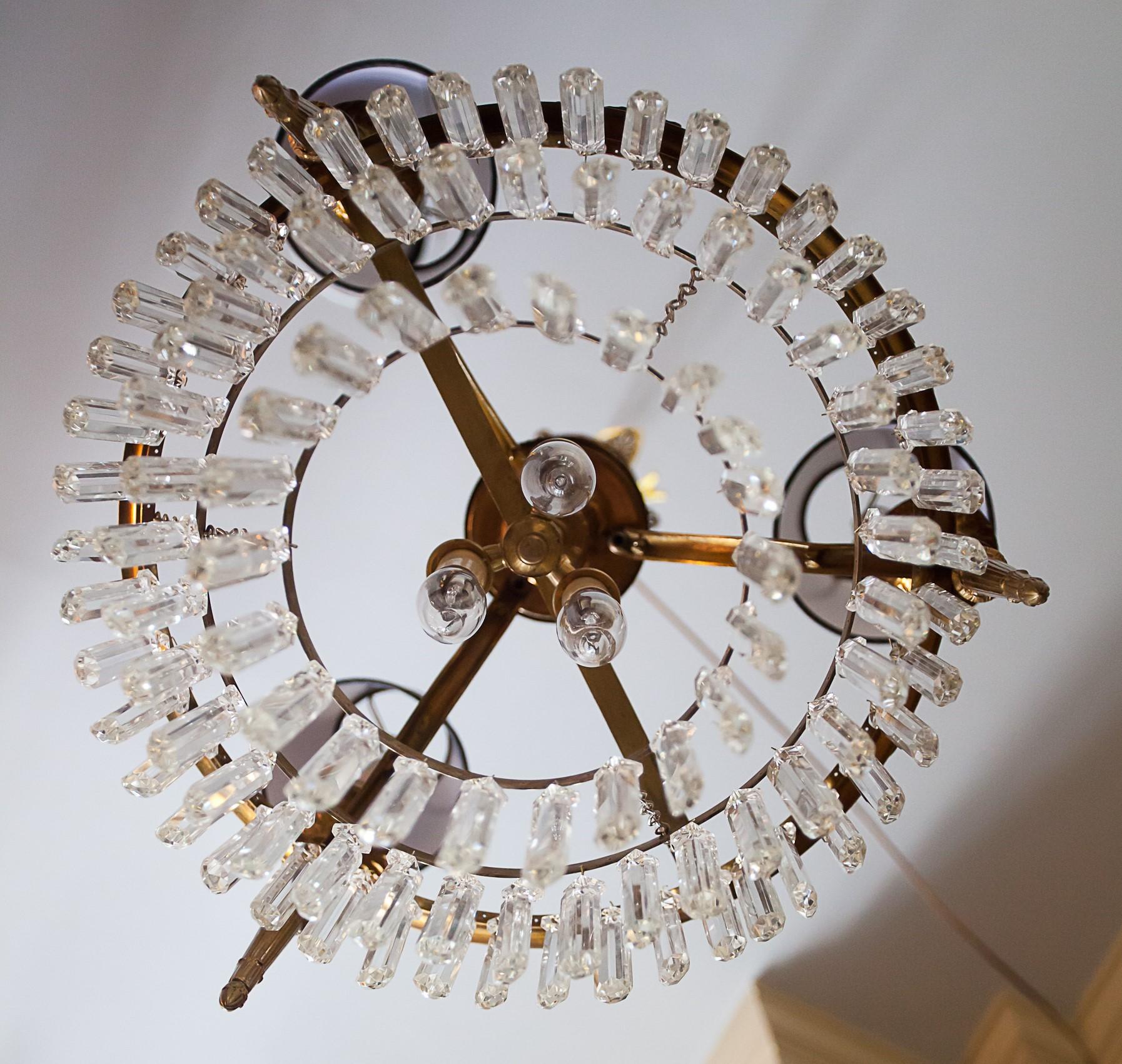 Six-Light Louis XVI Style Chandelier with Shades, circa 1910 For Sale 3