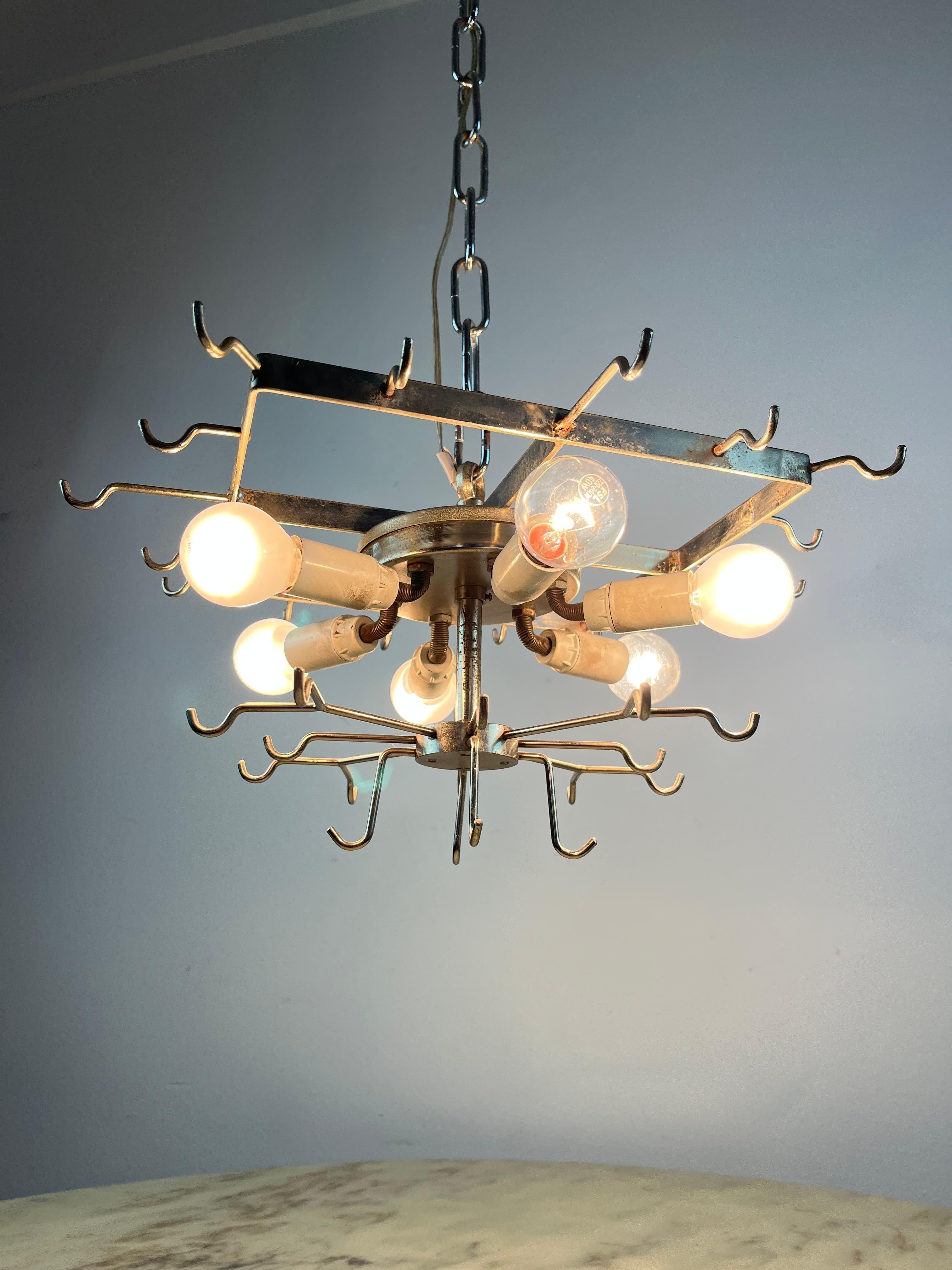Six-light Murano Glass Chandelier by Vistosi, Italy, 1960s For Sale 12