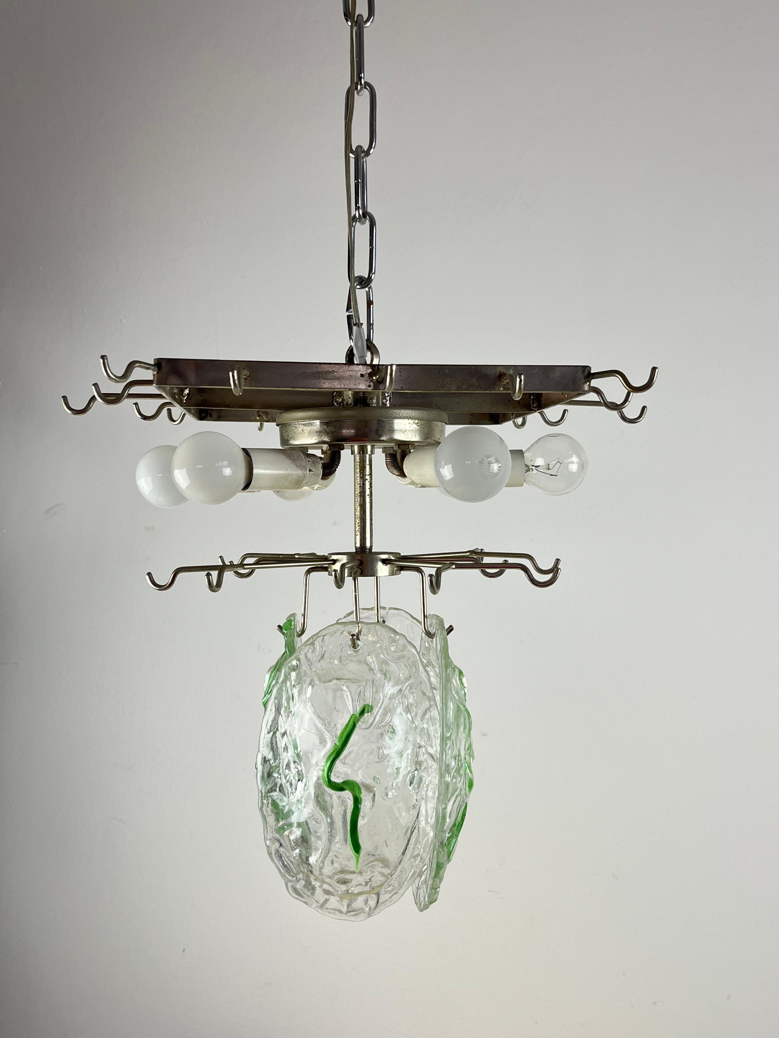 Lustre à six lumières en verre de Murano par Vistosi, Italie, années 1960 en vente 12