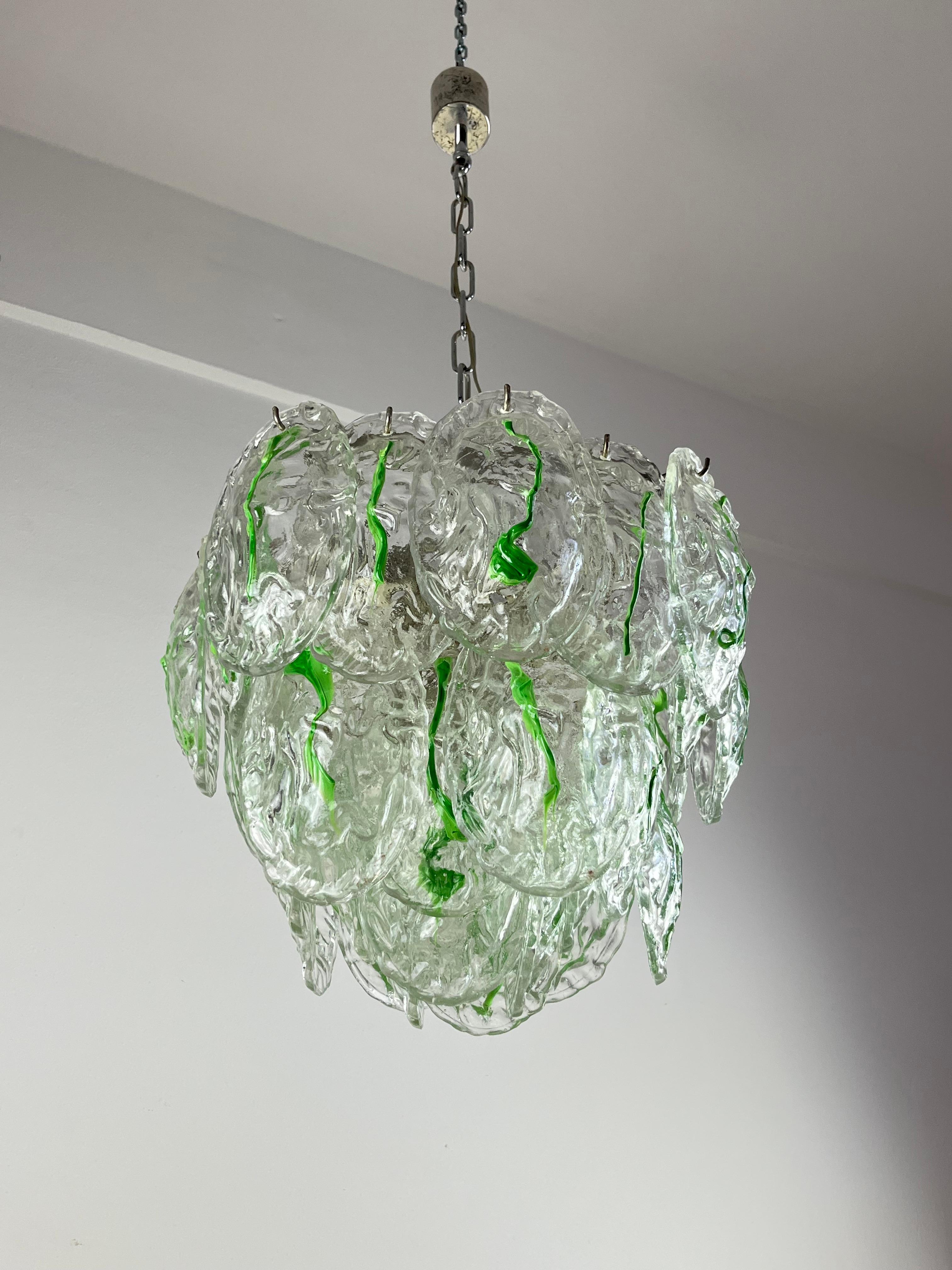 Six-light Murano Glass Chandelier by Vistosi, Italy, 1960s In Good Condition For Sale In Palermo, IT