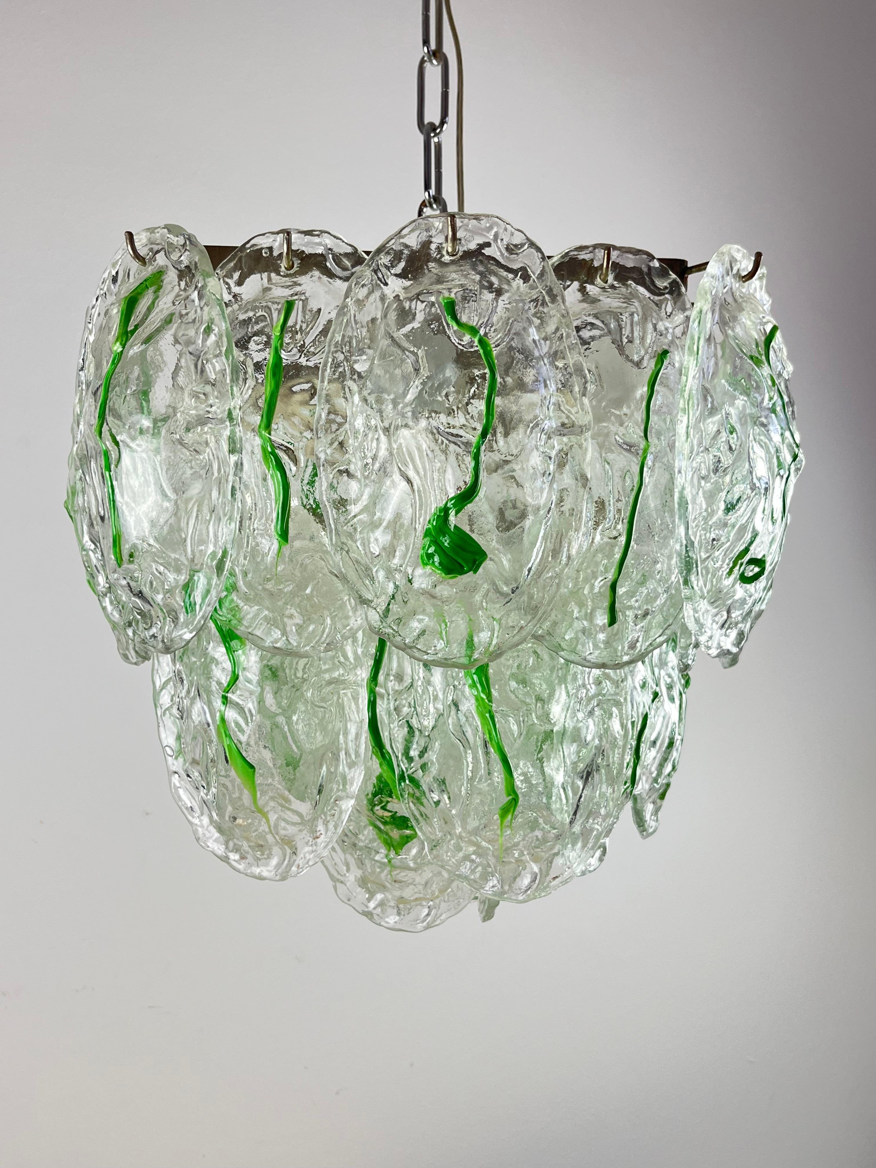Mid-20th Century Six-light Murano Glass Chandelier by Vistosi, Italy, 1960s For Sale