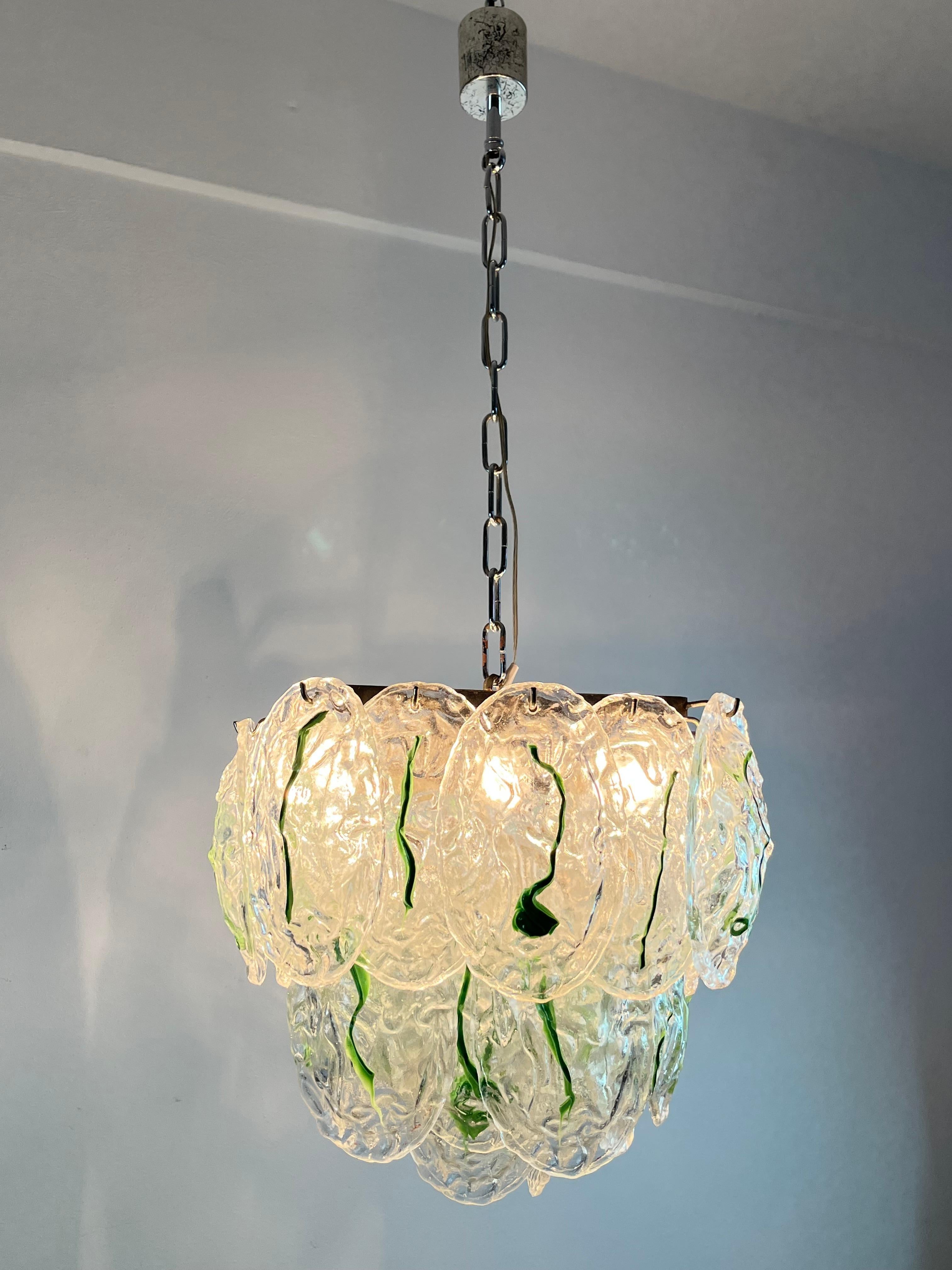Six-light Murano Glass Chandelier by Vistosi Italian Design  1960s For Sale 2