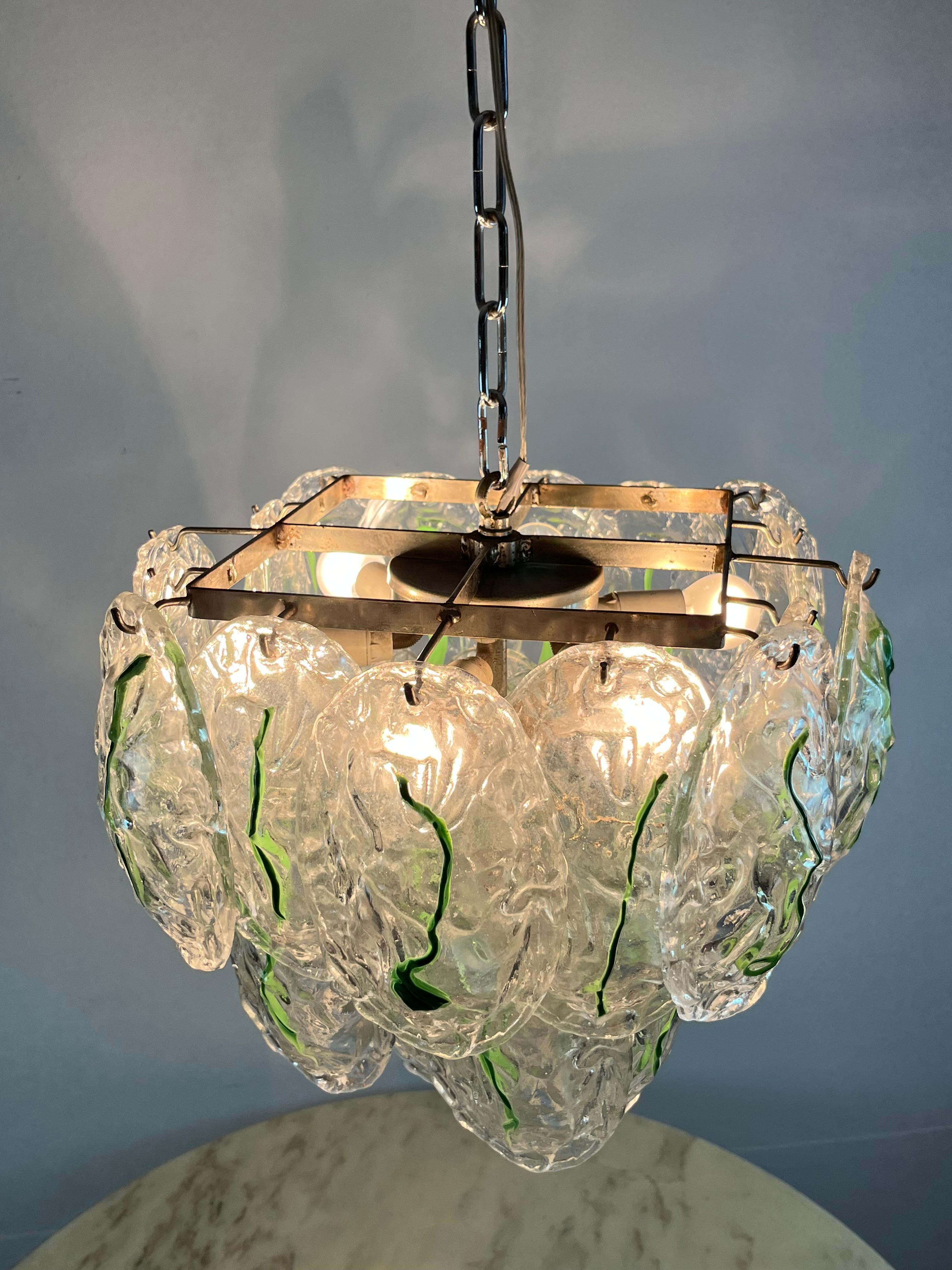 Six-light Murano Glass Chandelier by Vistosi Italian Design  1960s For Sale 3