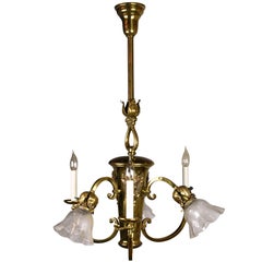 Six-Light Polished Brass Chandelier with Cameos