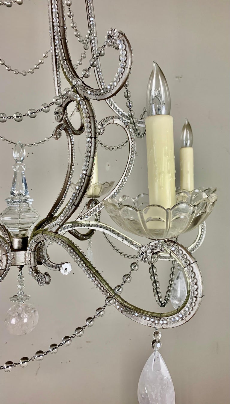 Hamilton Rock Crystal 6 Light 120V Chandelier in Polished Silver with Clear Crystal and Rock Crystal
