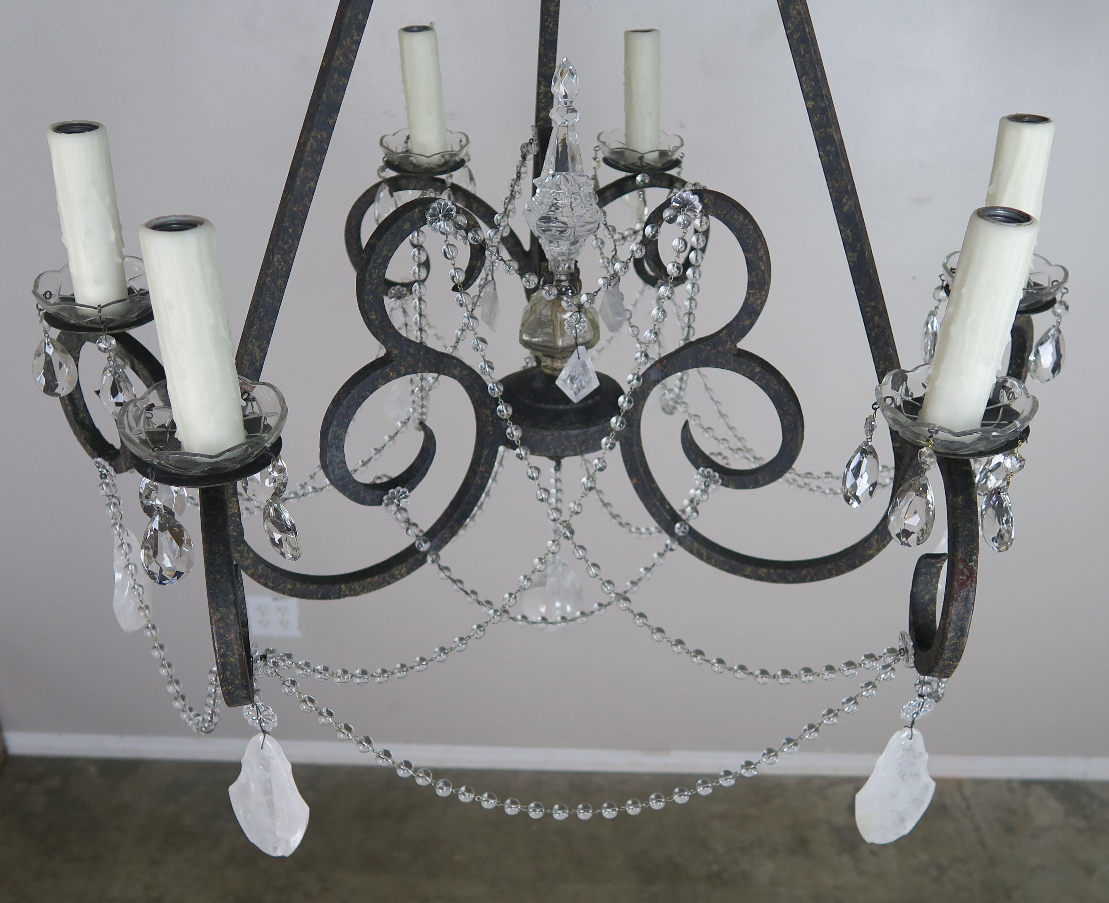 iron chandelier with crystals