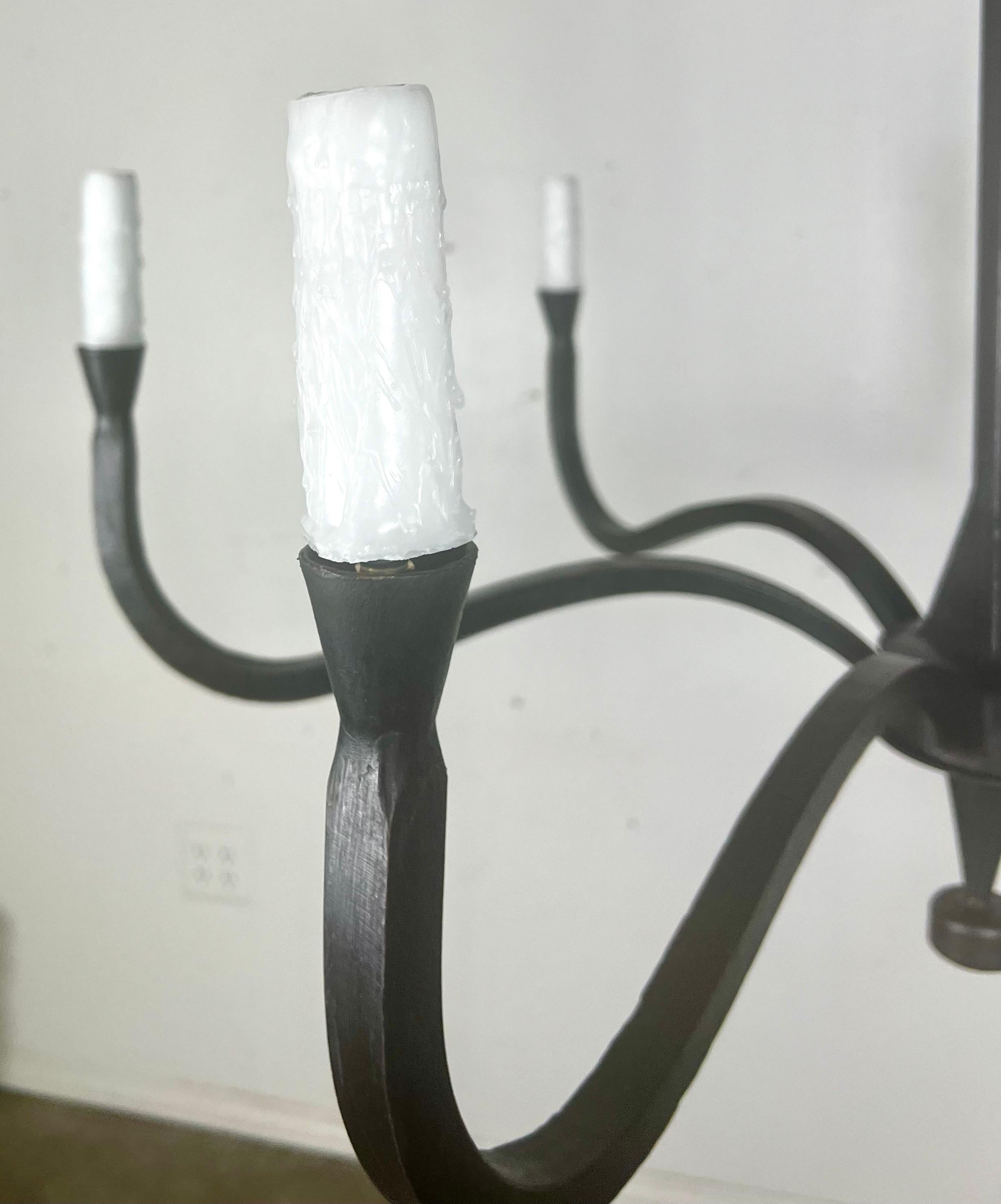 Minimalist Six Light Wrought Iron Chandelier by Melissa Levinson For Sale
