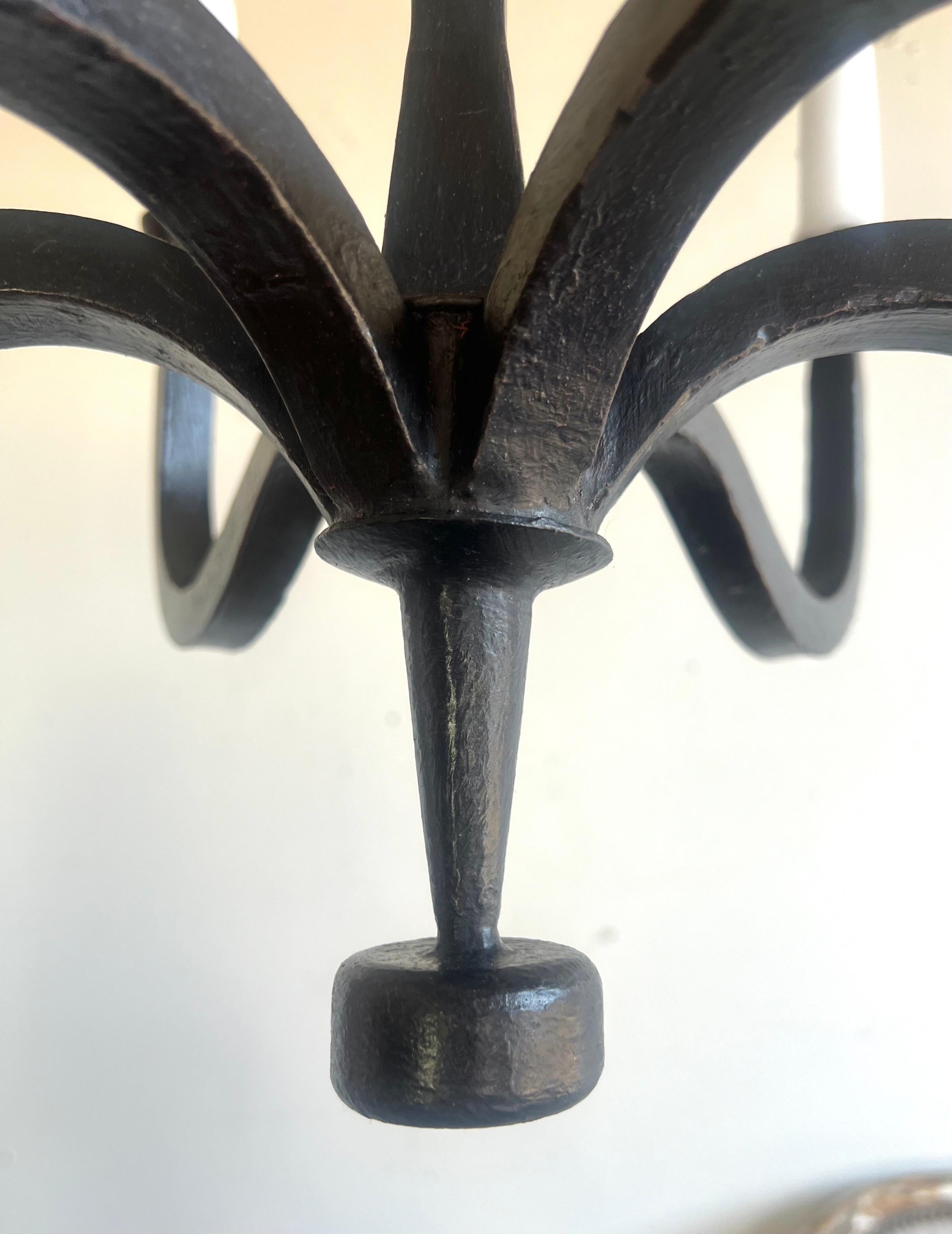 Six Light Wrought Iron Chandelier by Melissa Levinson In New Condition For Sale In Los Angeles, CA