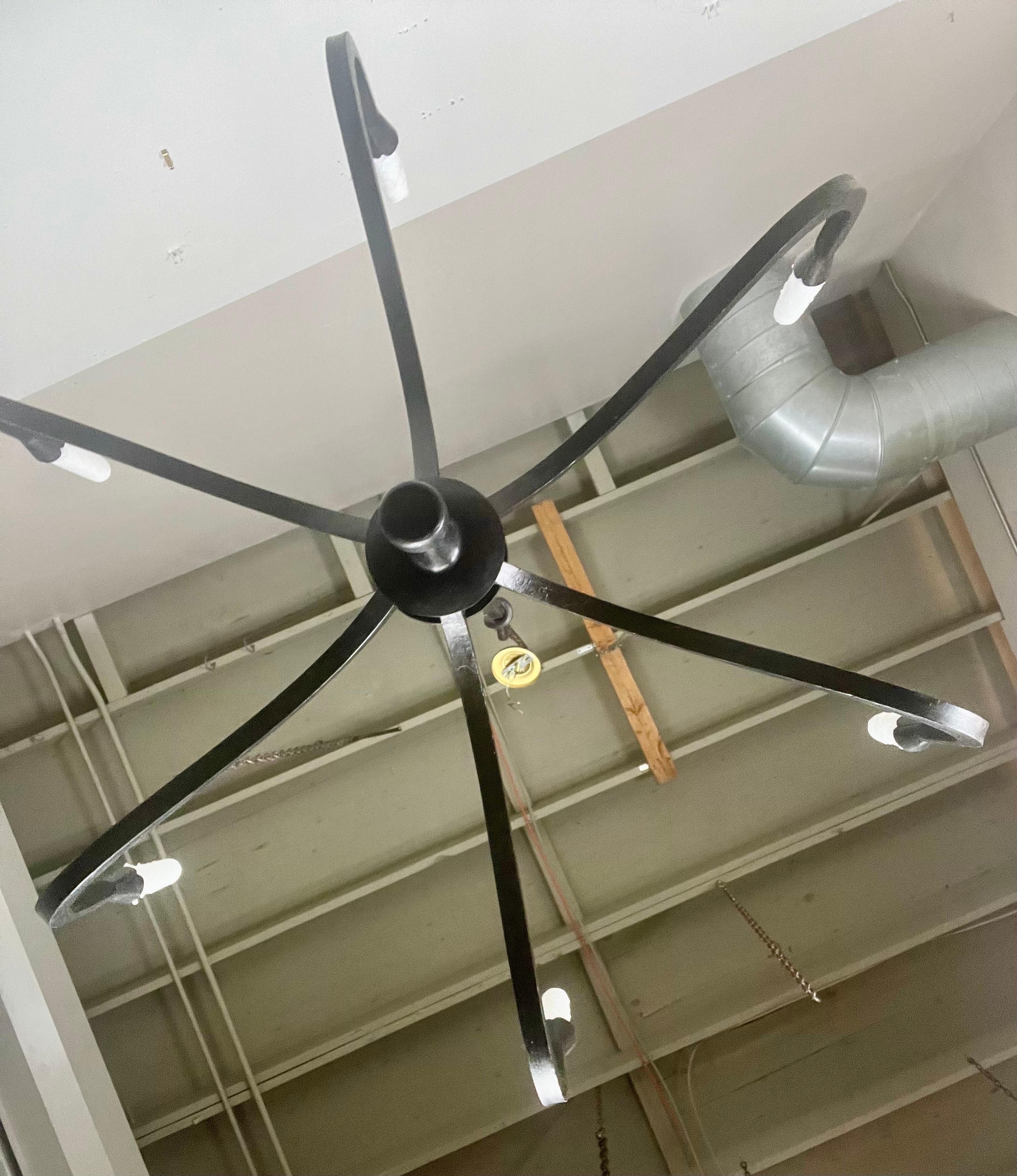 Contemporary Six Light Wrought Iron Chandelier by Melissa Levinson