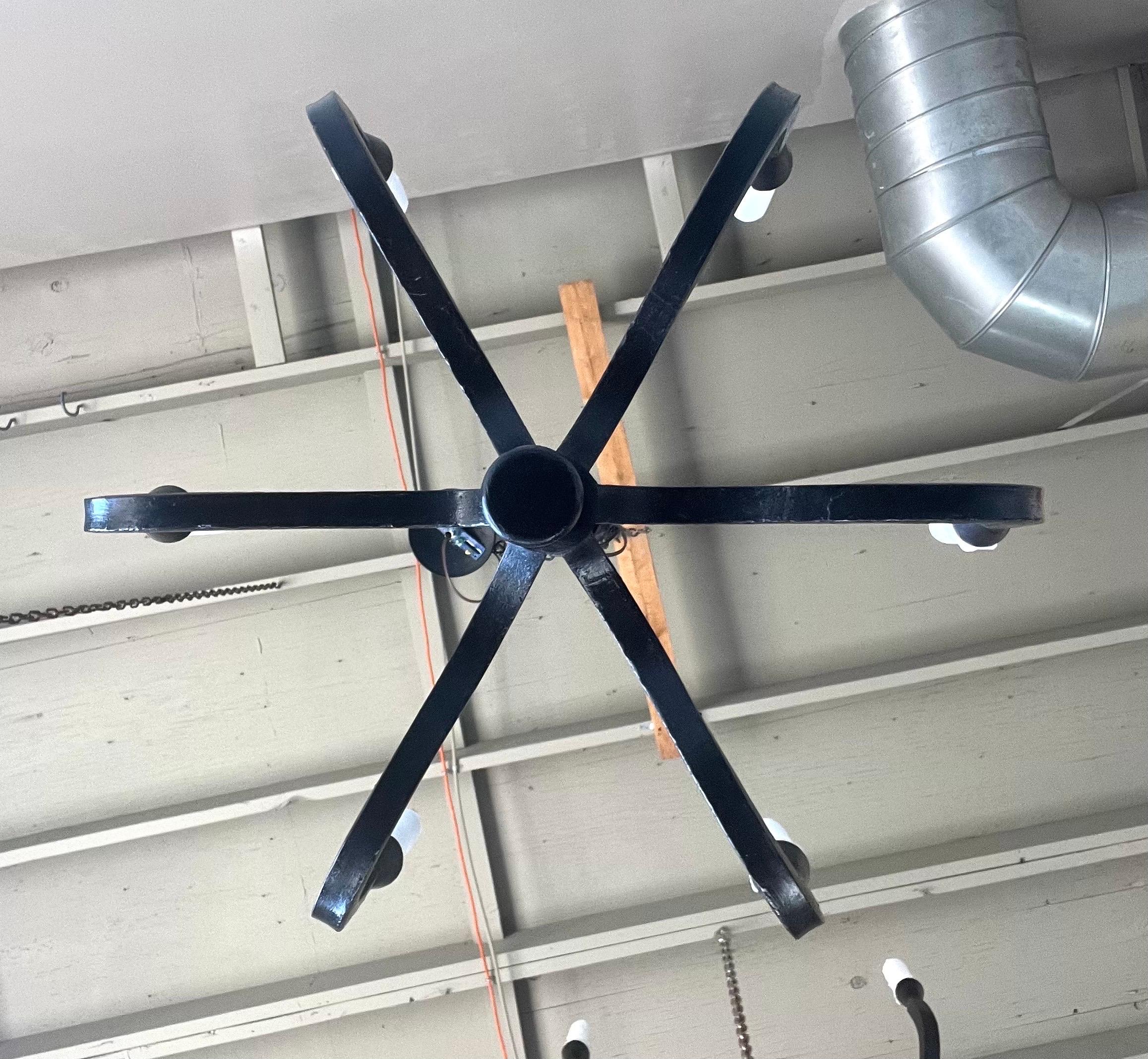 Contemporary Six Light Wrought Iron Chandelier by Melissa Levinson For Sale