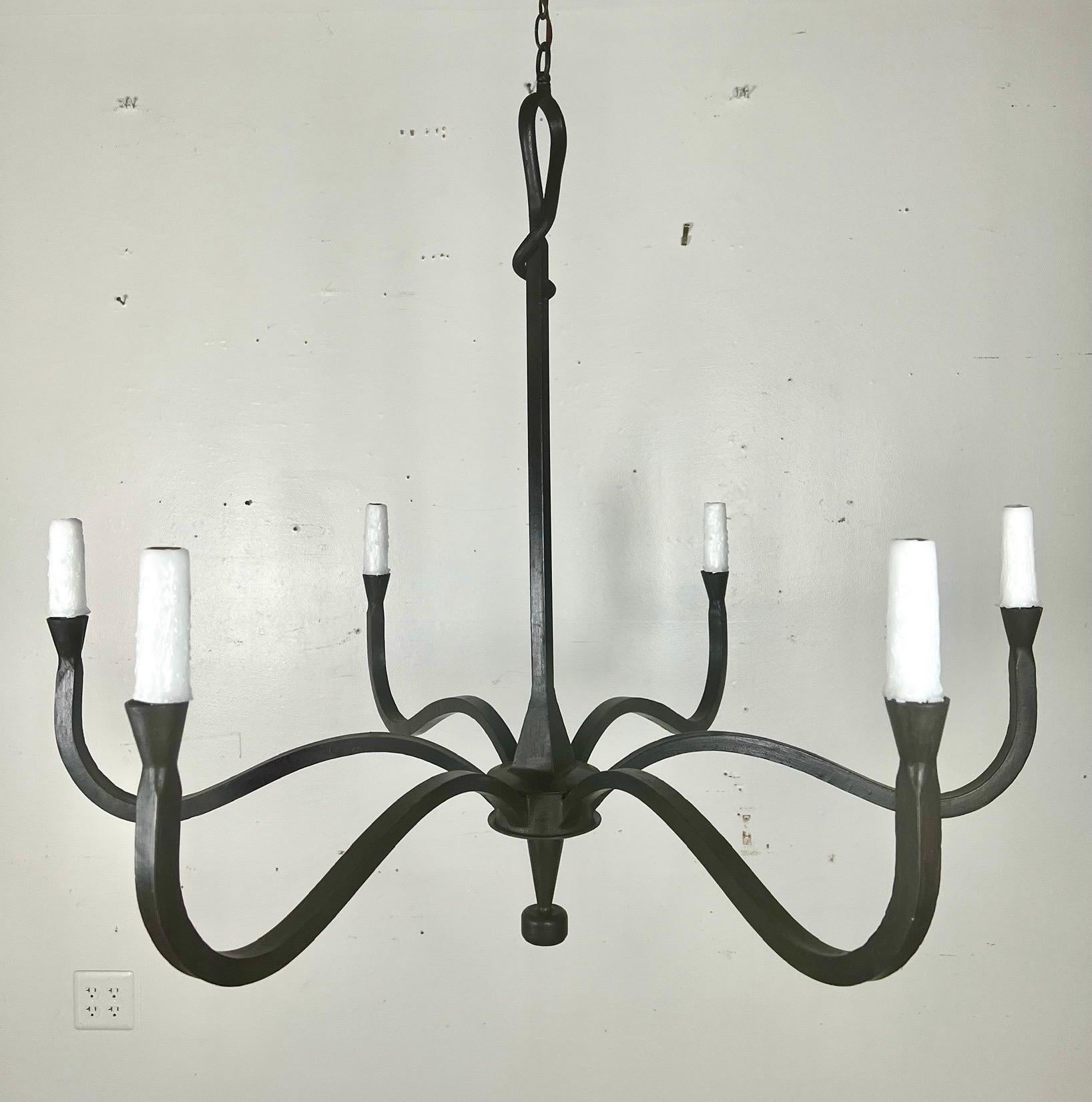 Six Light Wrought Iron Chandelier by Melissa Levinson 1