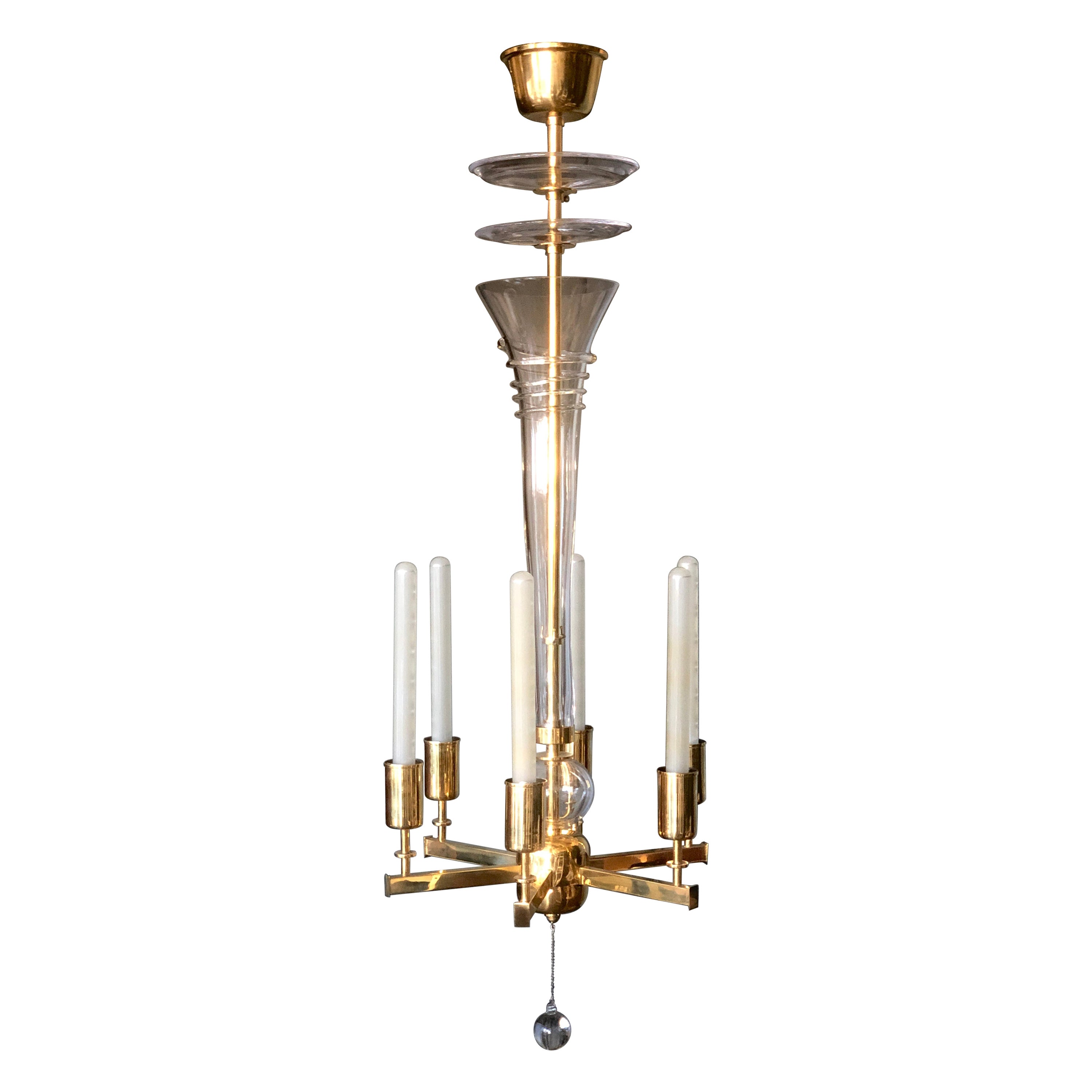 Six Lights Chandelier by Paavo Tynell