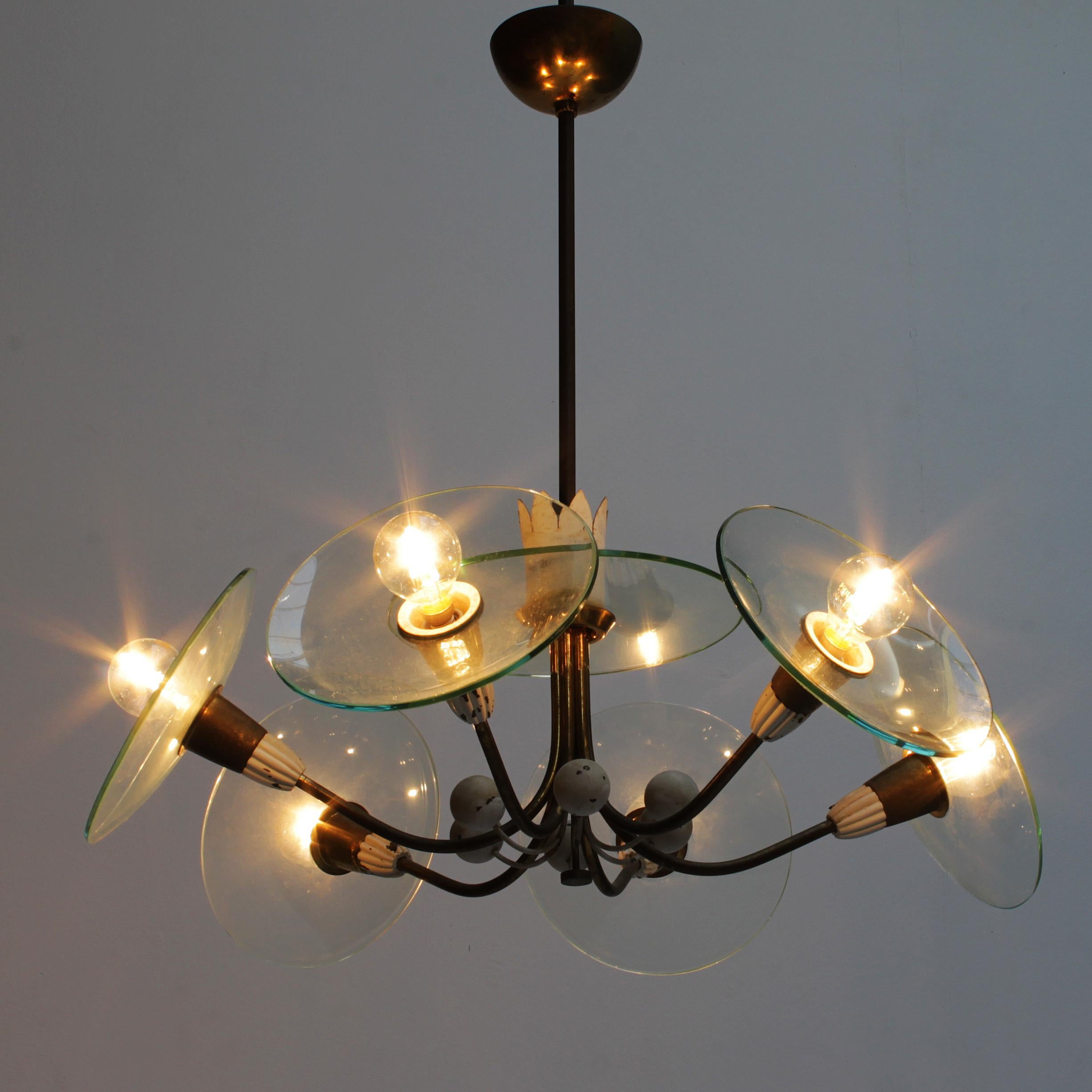 Six-Lights Chandelier attributed to Pietro Chiesa, Italy For Sale 3