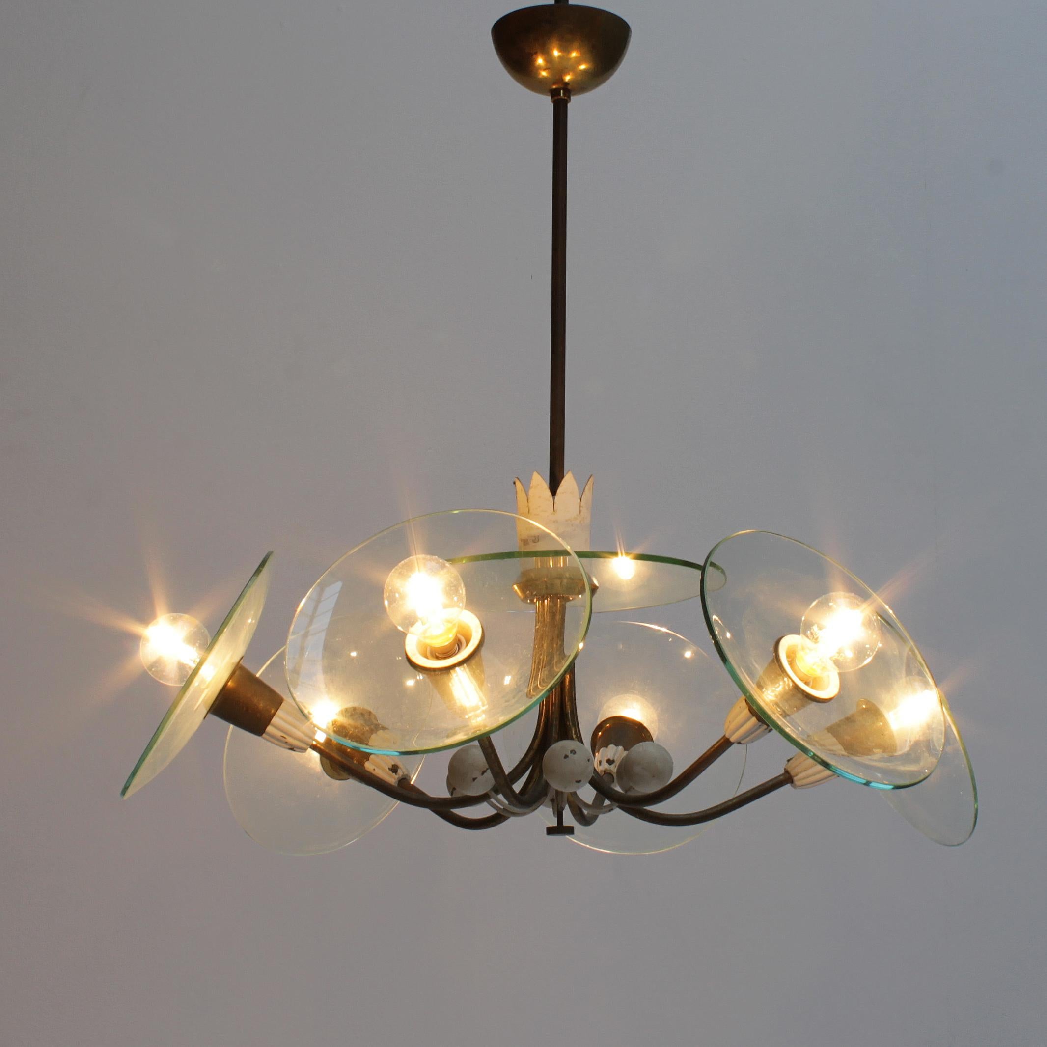 Six-Lights Chandelier attributed to Pietro Chiesa, Italy In Good Condition For Sale In JM Haarlem, NL