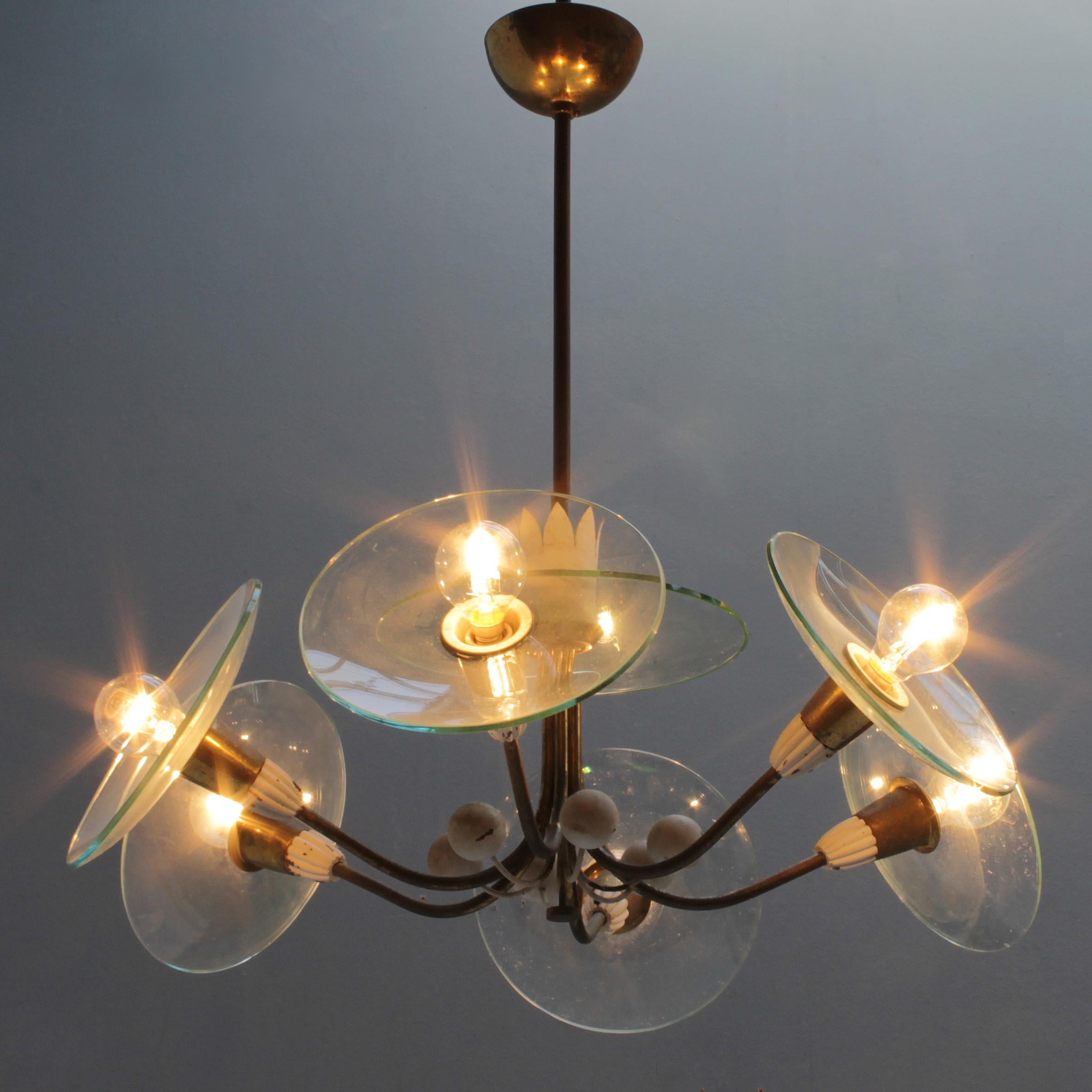 Six-Lights Chandelier attributed to Pietro Chiesa, Italy For Sale 1