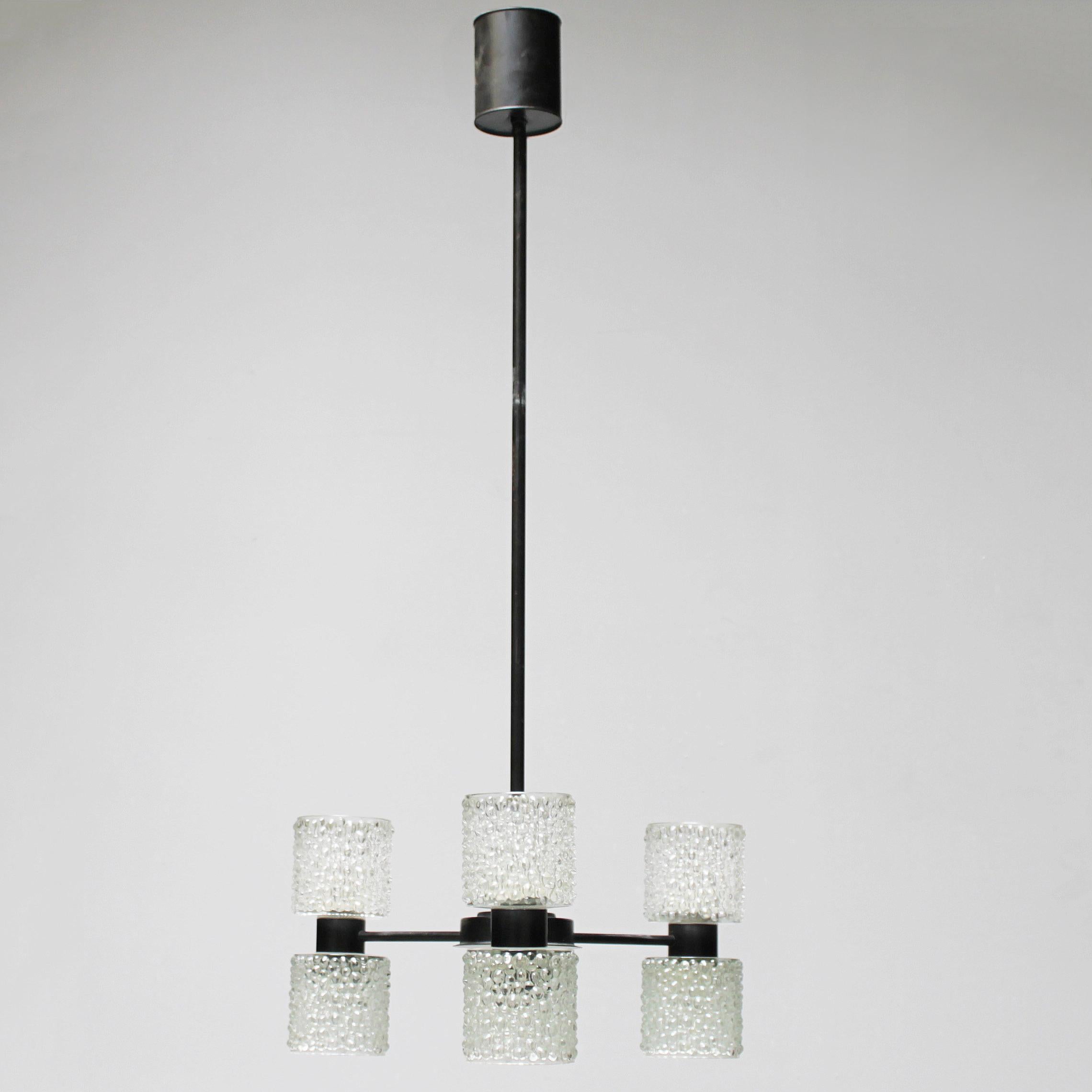 Mid-Century Modern Six-Light Chandelier 'Zonnewende' by J.W. Bosman for RAAK, Amsterdam, 1965 For Sale