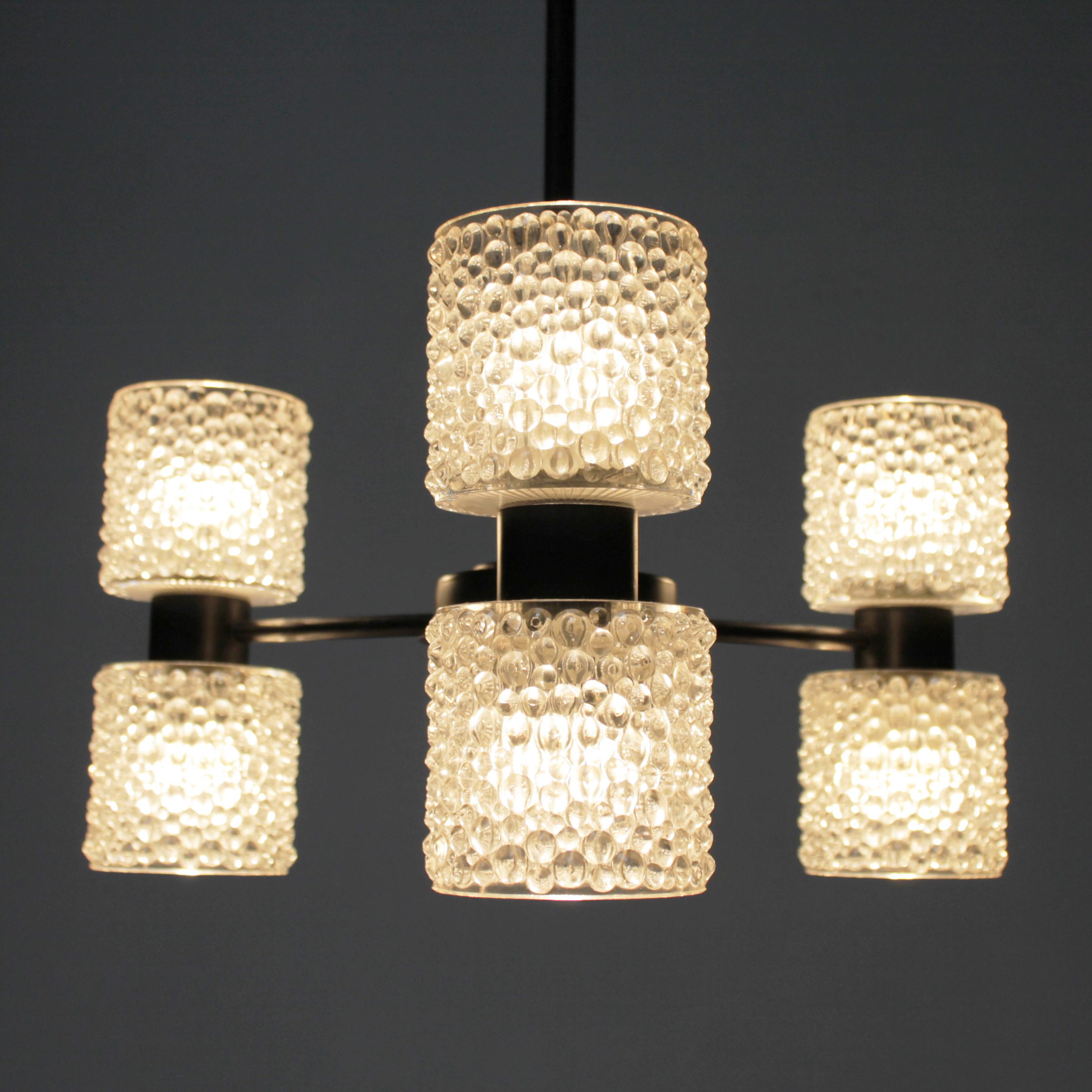 Six-Light Chandelier 'Zonnewende' by J.W. Bosman for RAAK, Amsterdam, 1965 In Good Condition For Sale In JM Haarlem, NL