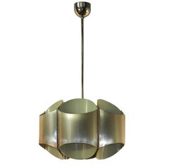 Six Lights Pendant in Inox and White Lacquer, circa 1970