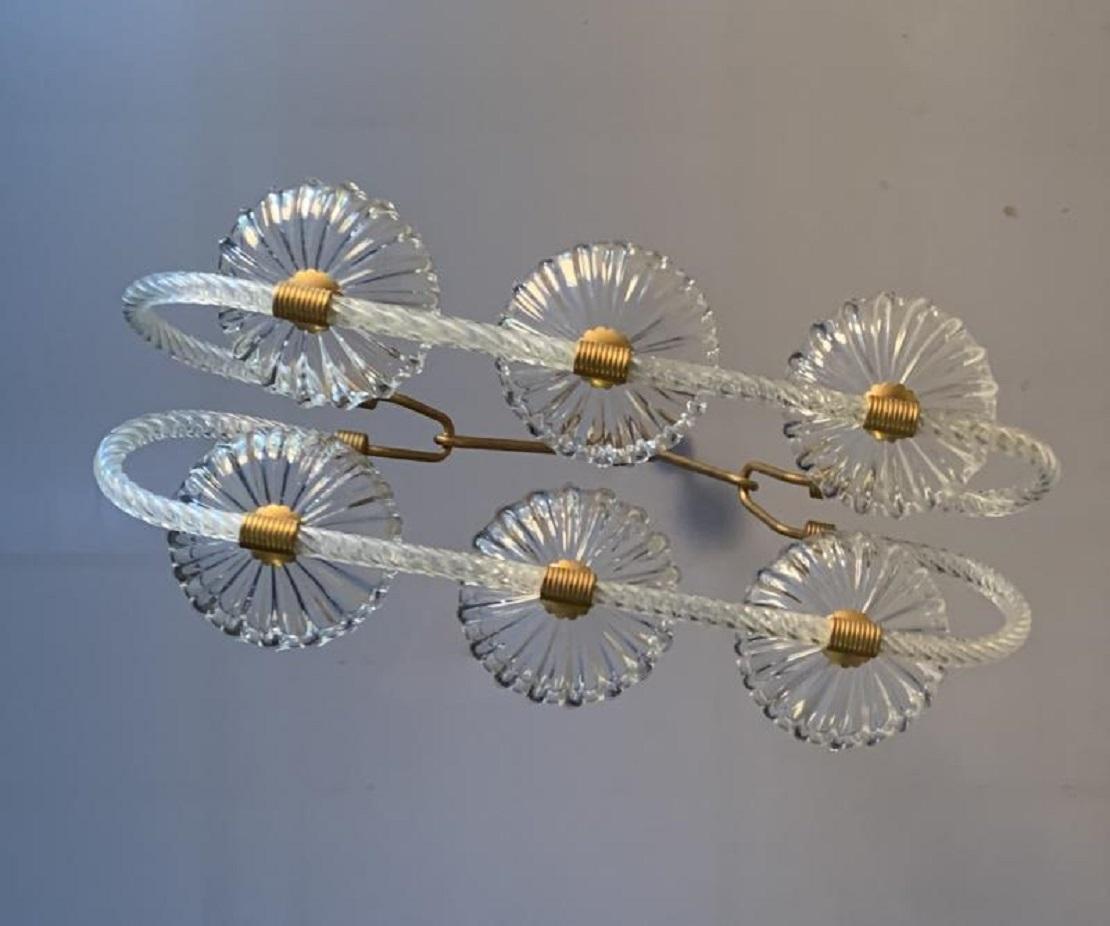 Six lights Venetian chandelier by Livio Seguso, circa 1940.