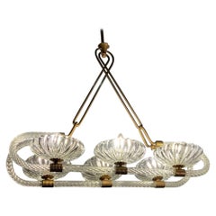 Six Lights Venetian Chandelier by Livio Seguso, circa 1940