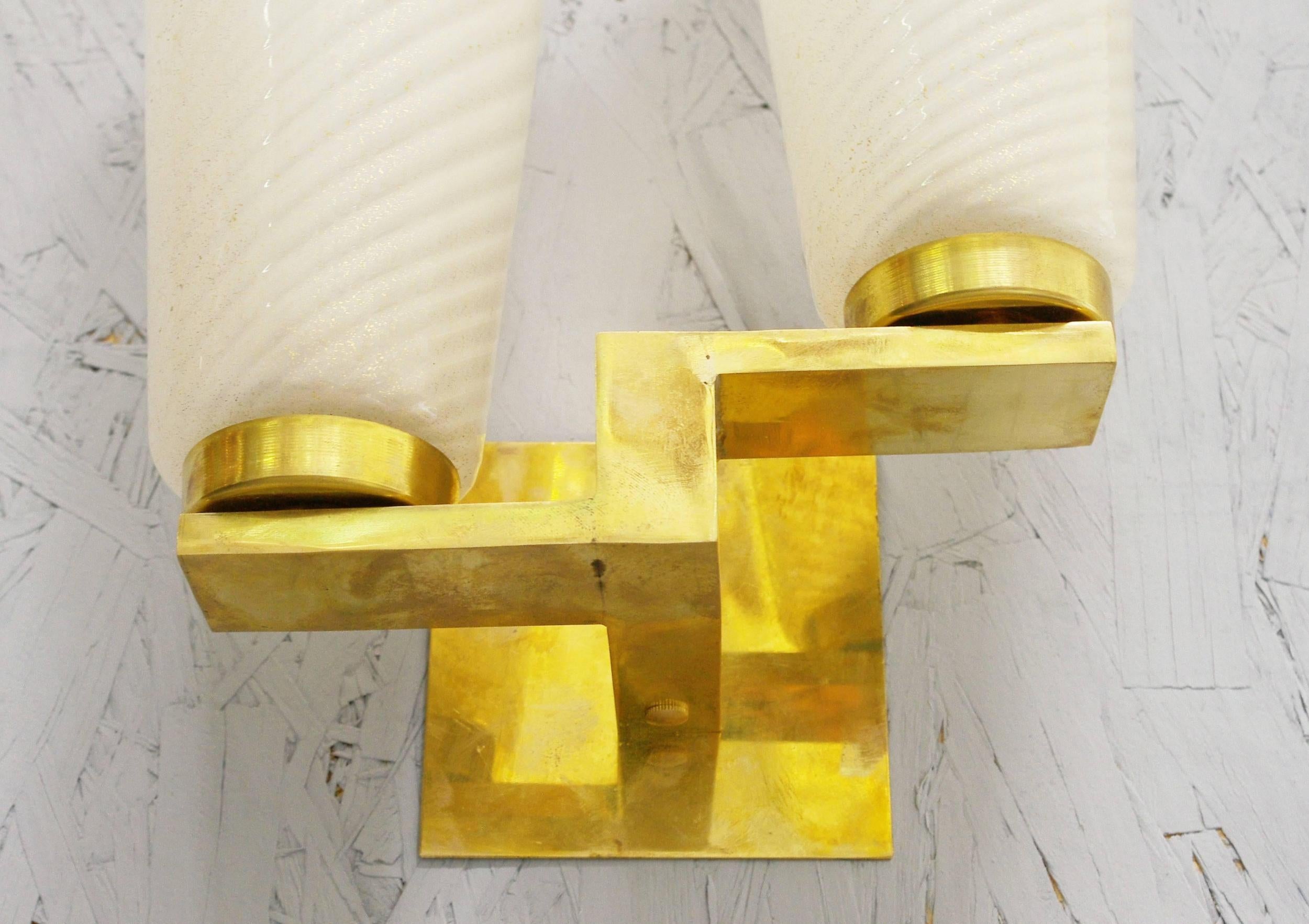 Italian Limited Edition Sconce w/ Frosted Gold Infused Murano Glass, Italy, 1990s For Sale