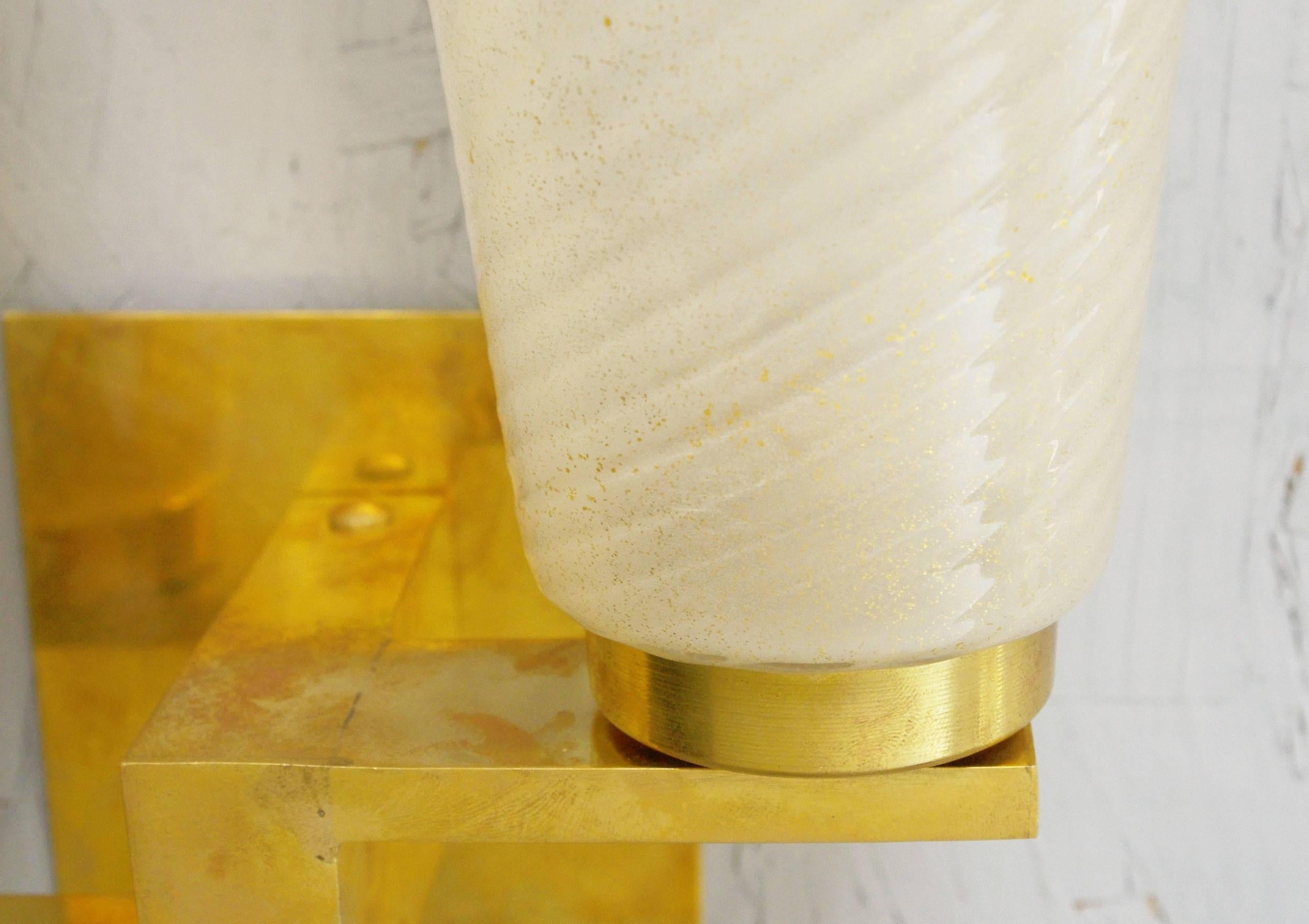 Late 20th Century Limited Edition Sconce w/ Frosted Gold Infused Murano Glass, Italy, 1990s For Sale