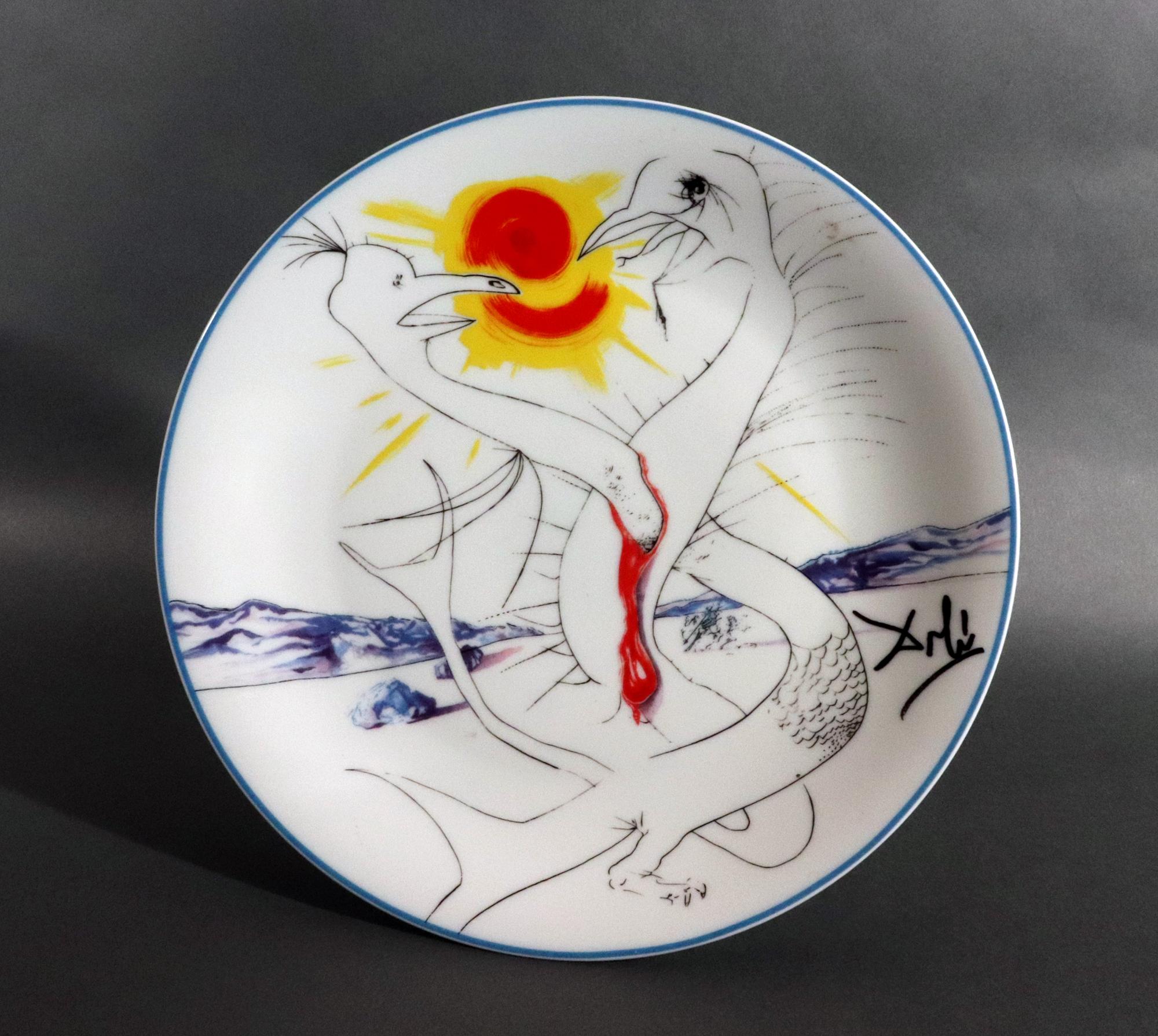 Six Limoges Transfer-Printed Porcelain Cabinet Plates Designed by Salvador Dali In Good Condition For Sale In Downingtown, PA