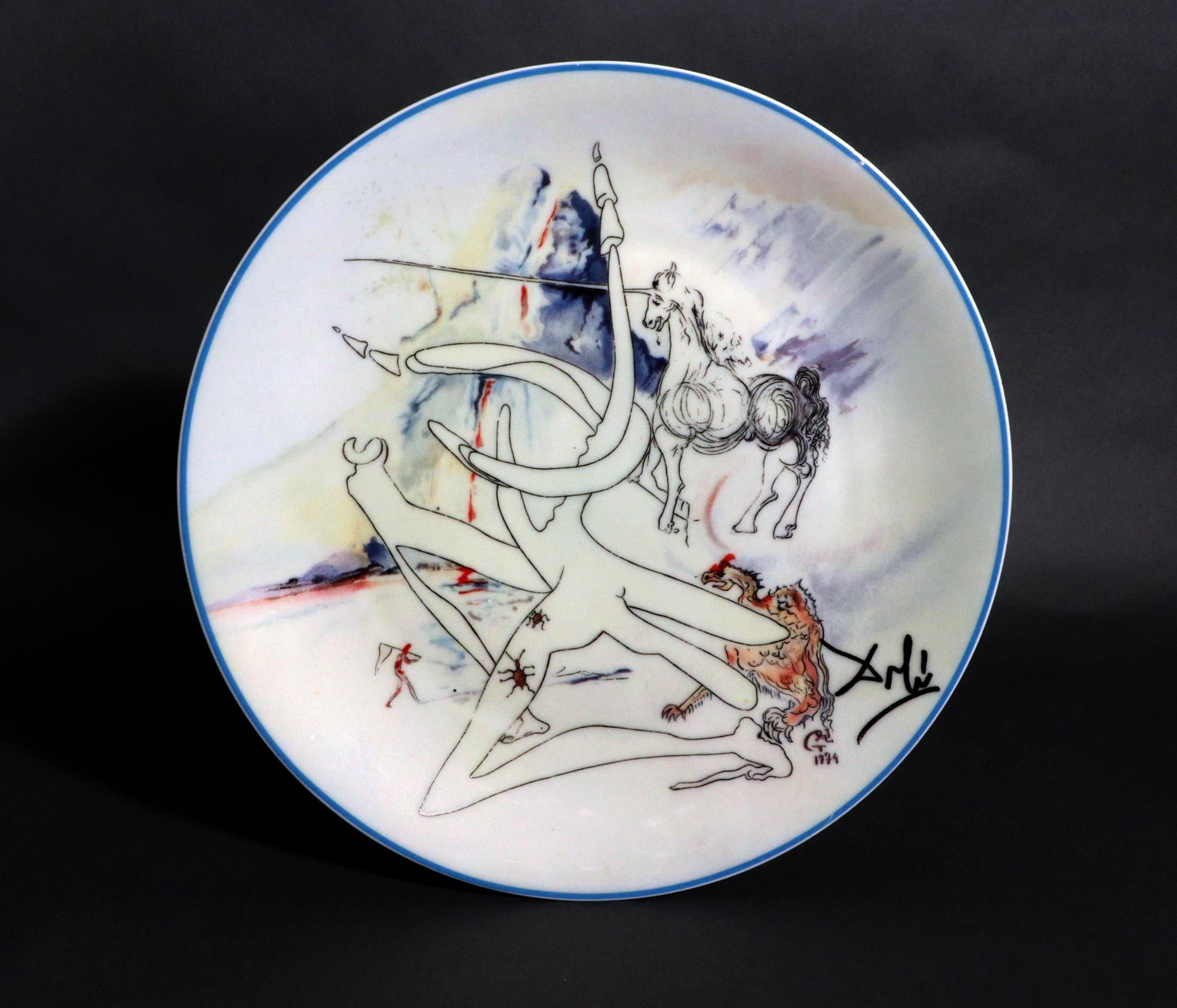 Six Limoges Transfer-Printed Porcelain Cabinet Plates Designed by Salvador Dali For Sale 4