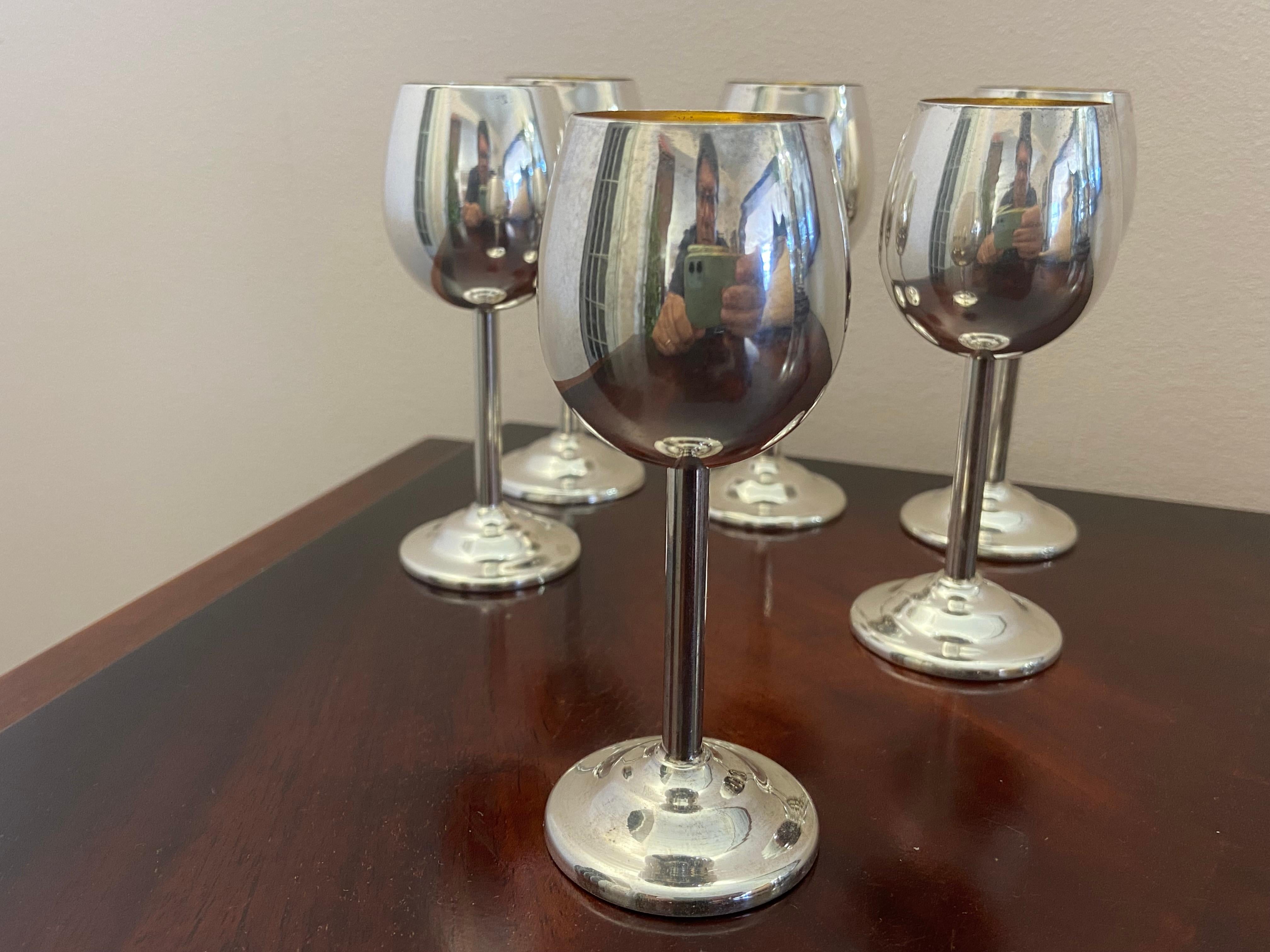 Modern Six Liqueur Glasses in 800 Silver For Sale