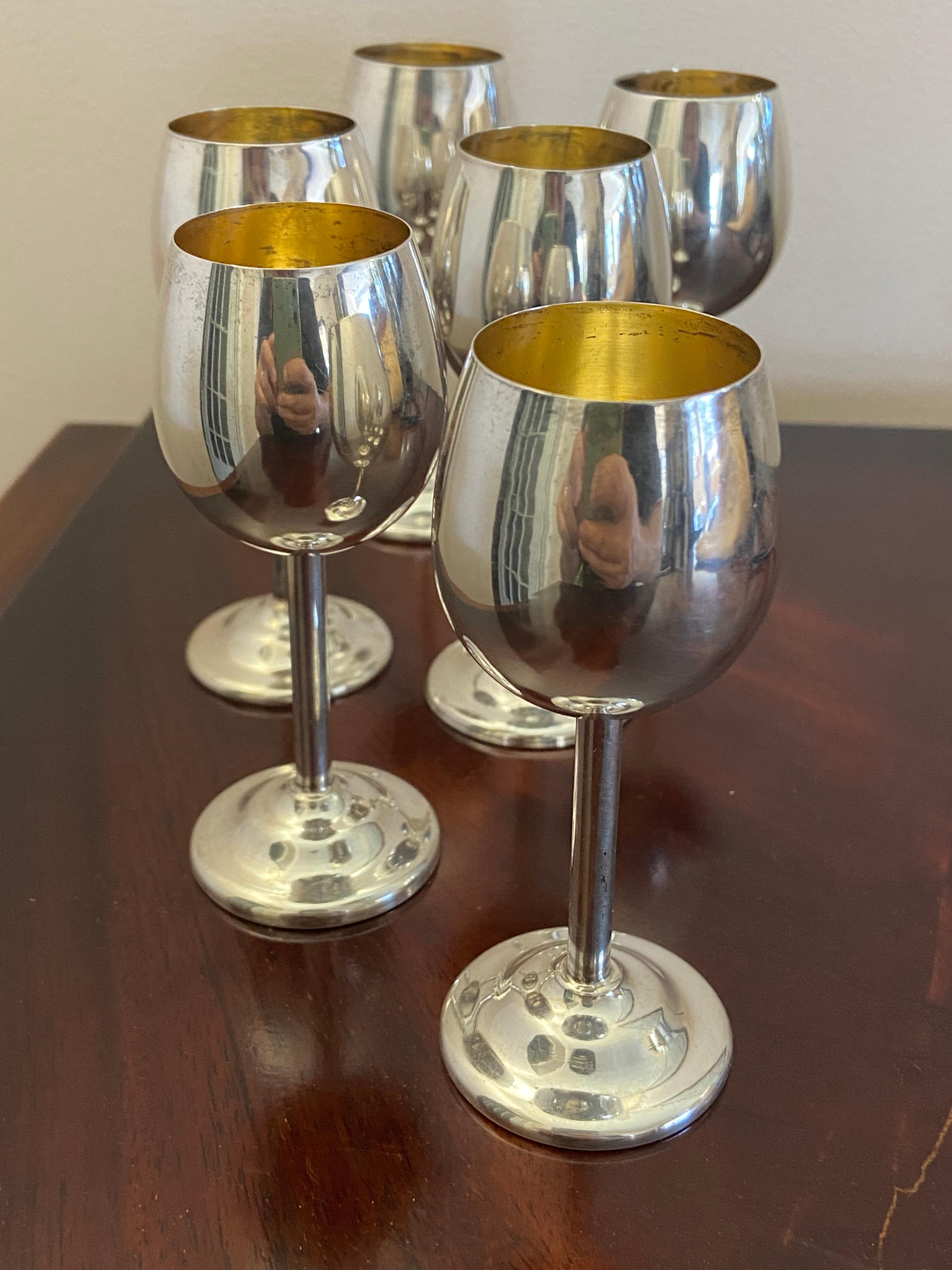 Six Liqueur Glasses in 800 Silver For Sale 1