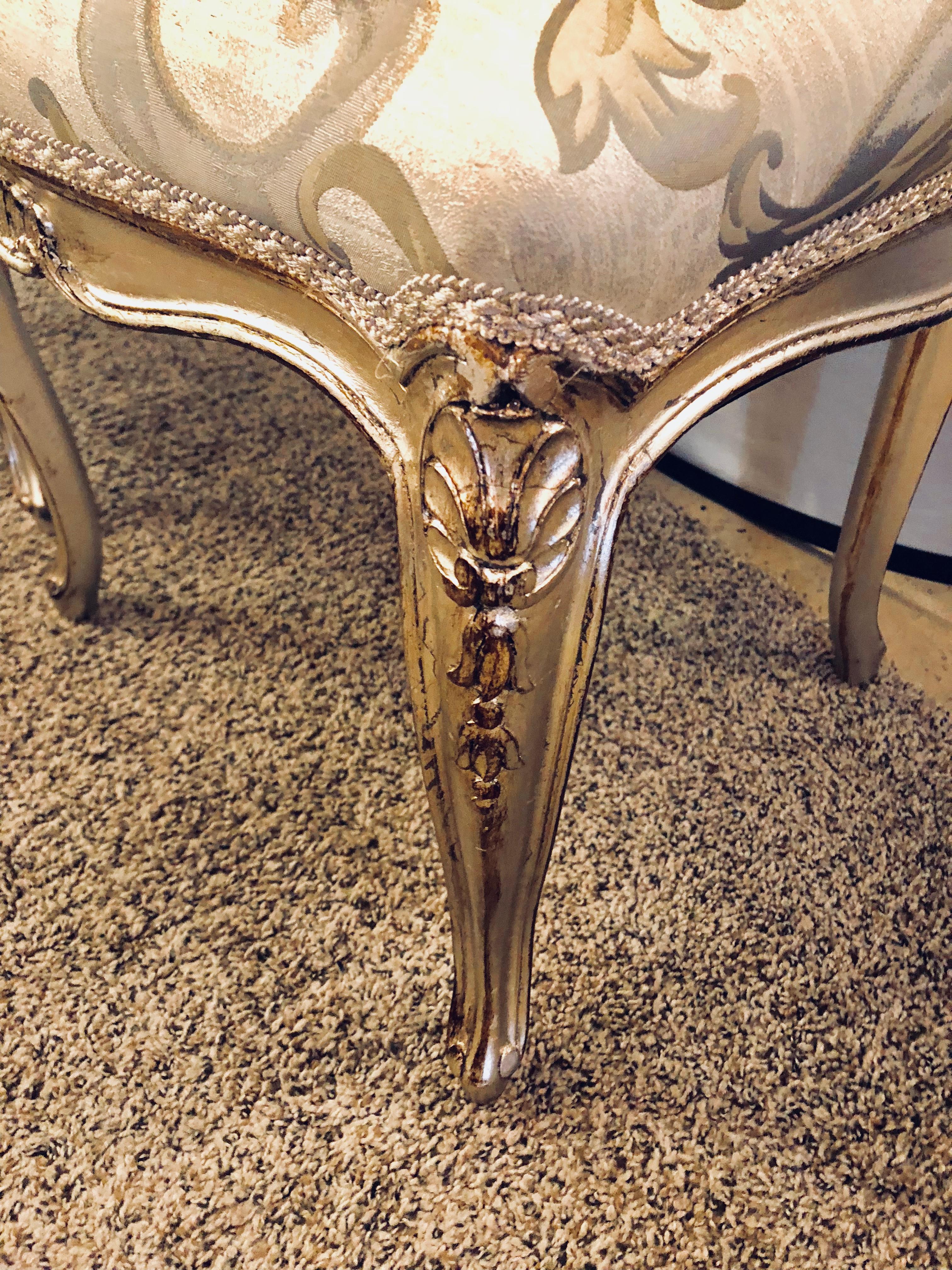 20th Century Six Louis XV Style Silver Gilt Recently Refinished and Upholstered Dining Chairs