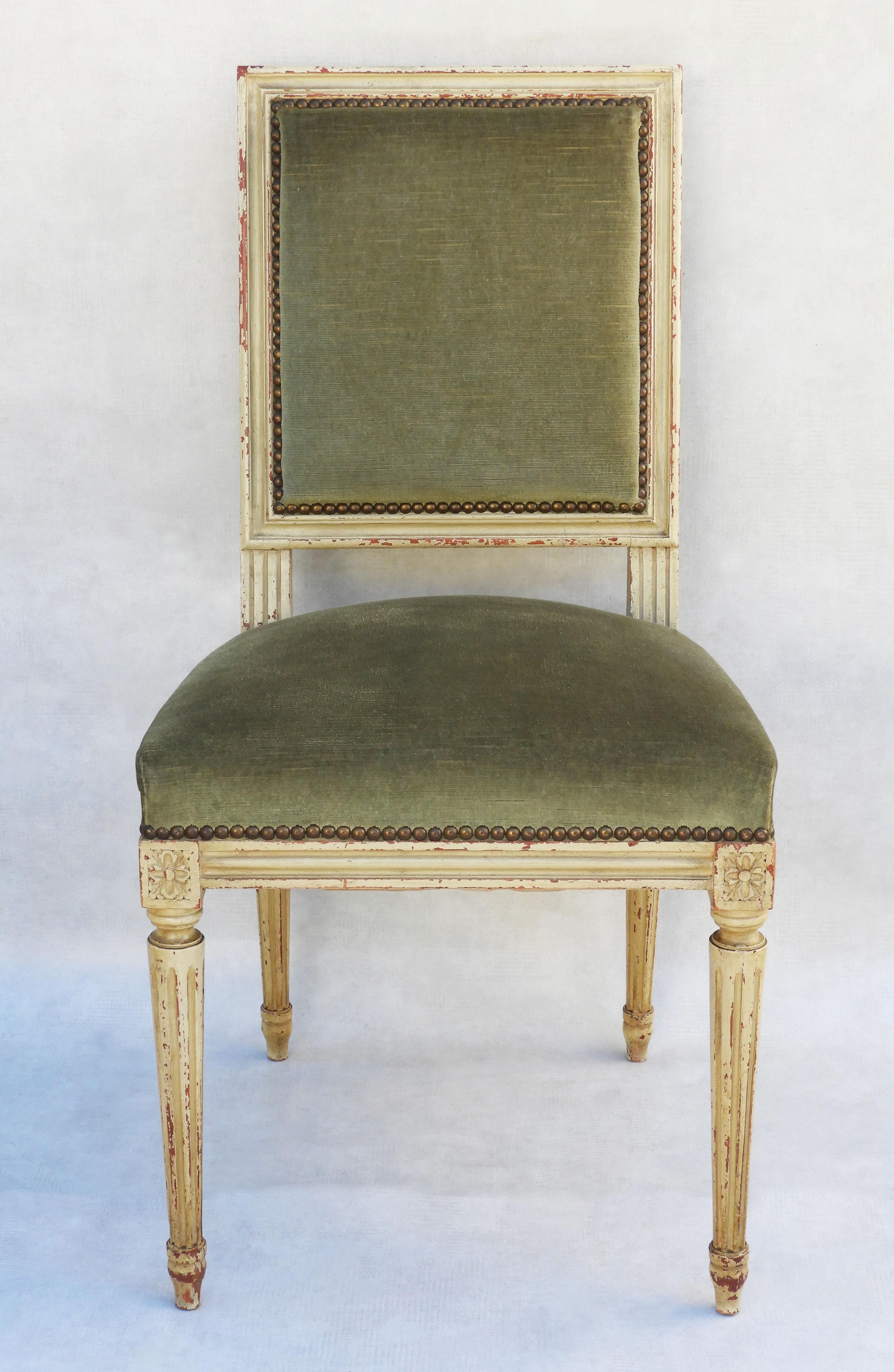 Wood Six Louis XVI Dining Chairs, C1960, France For Sale