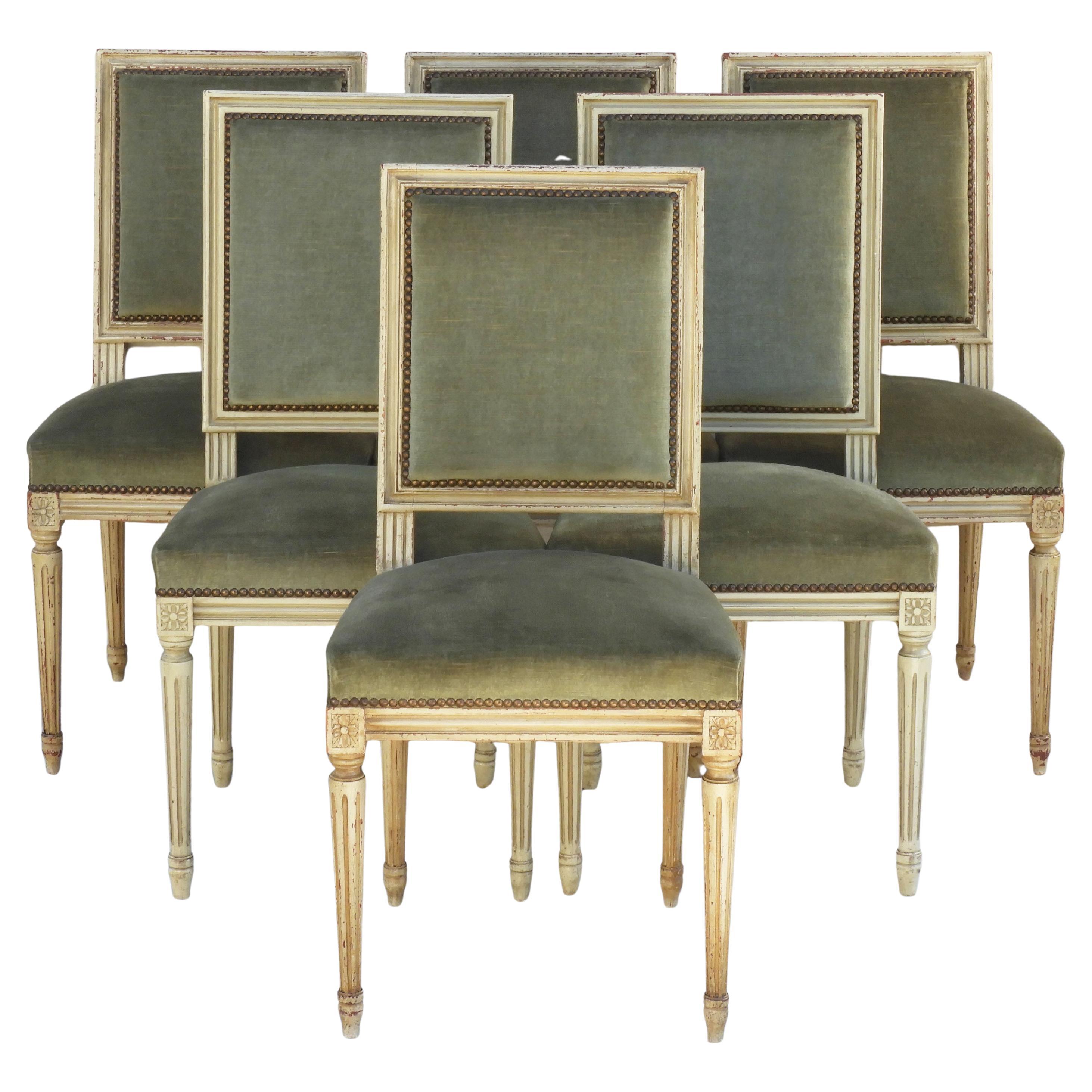 Six Louis XVI Dining Chairs, C1960, France For Sale