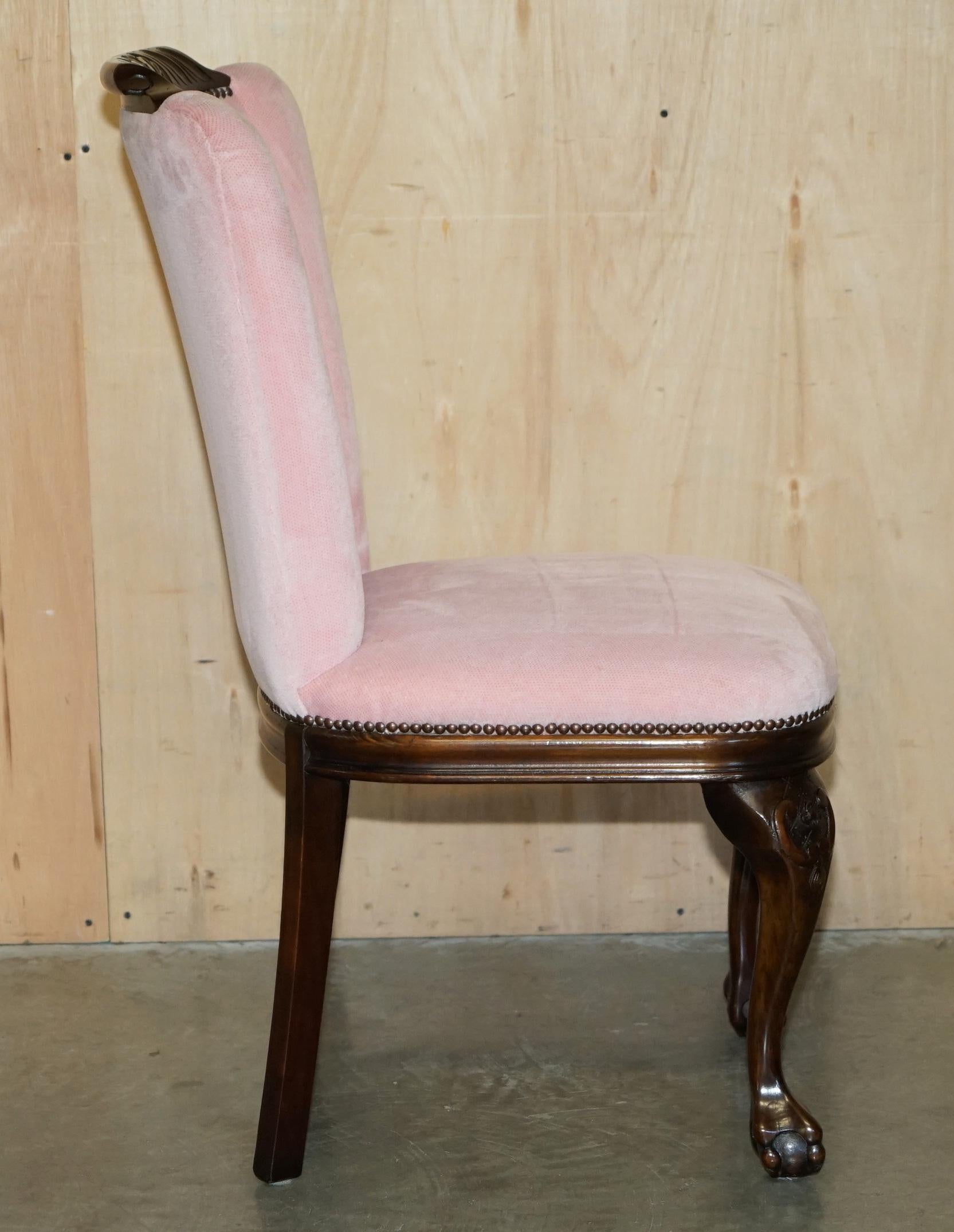 SIX LOVELY VINTAGE HAND CARVED CLAW & BALL CABRIOLET LEG HARDWOOS DINING CHAIRs For Sale 3