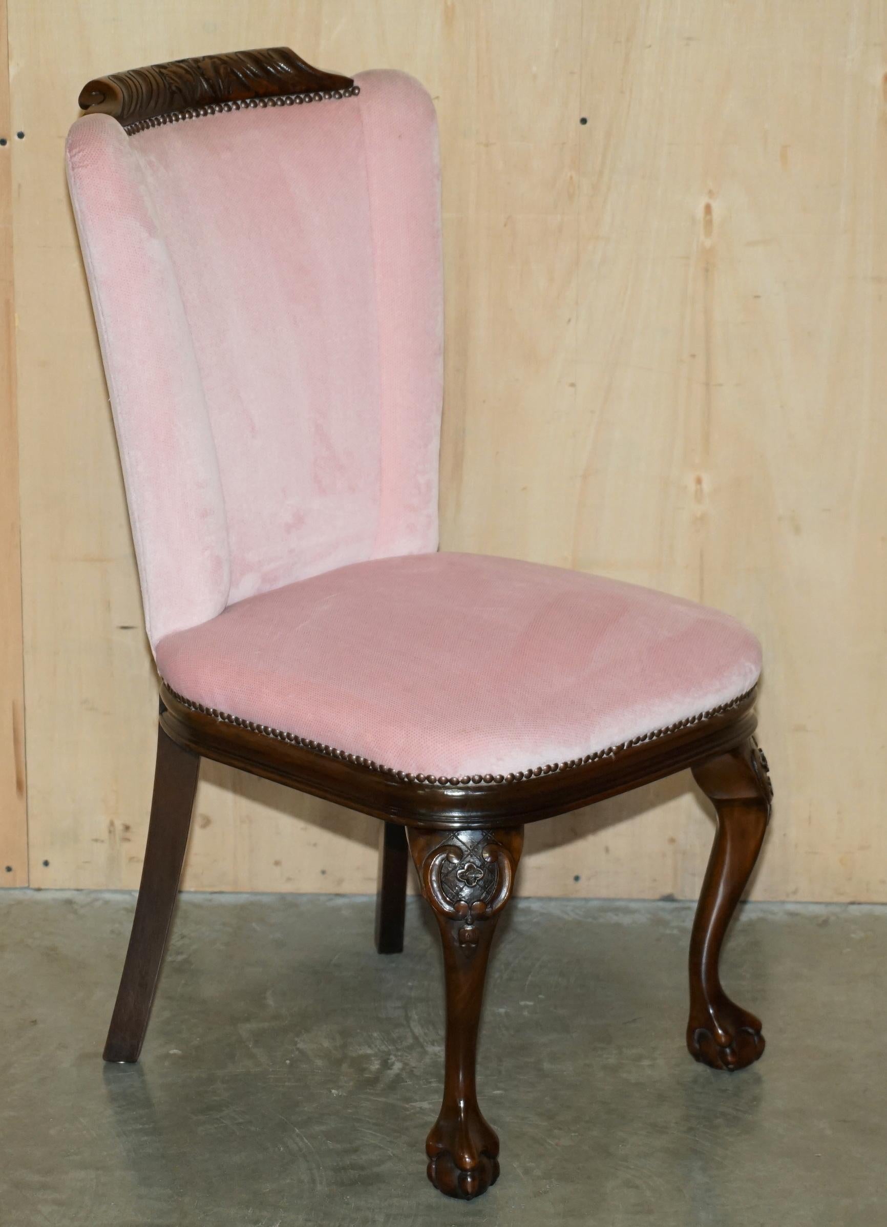SIX LOVELY VINTAGE HAND CARVED CLAW & BALL CABRIOLET LEG HARDWOOS DINING CHAIRs For Sale 8