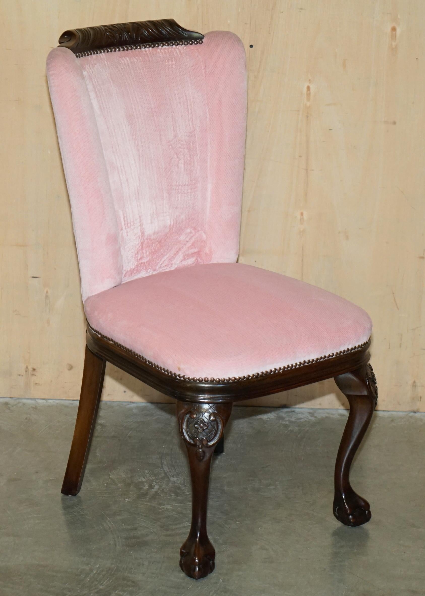 SIX LOVELY VINTAGE HAND CARVED CLAW & BALL CABRIOLET LEG HARDWOOS DINING CHAIRs For Sale 10