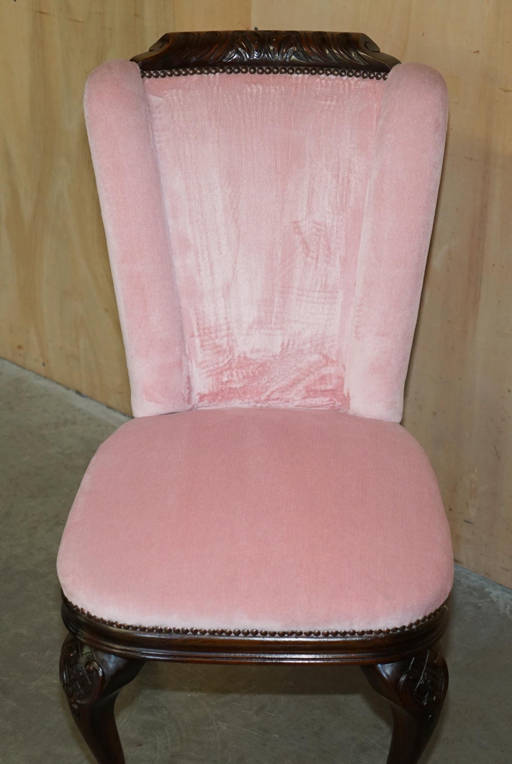SIX LOVELY VINTAGE HAND CARVED CLAW & BALL CABRIOLET LEG HARDWOOS DINING CHAIRs For Sale 11