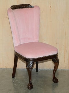 SEIS SILLAS DE COMEDOR VINTAGE TALLADAS A MANO CON PATAS DE CABRIOLÉ