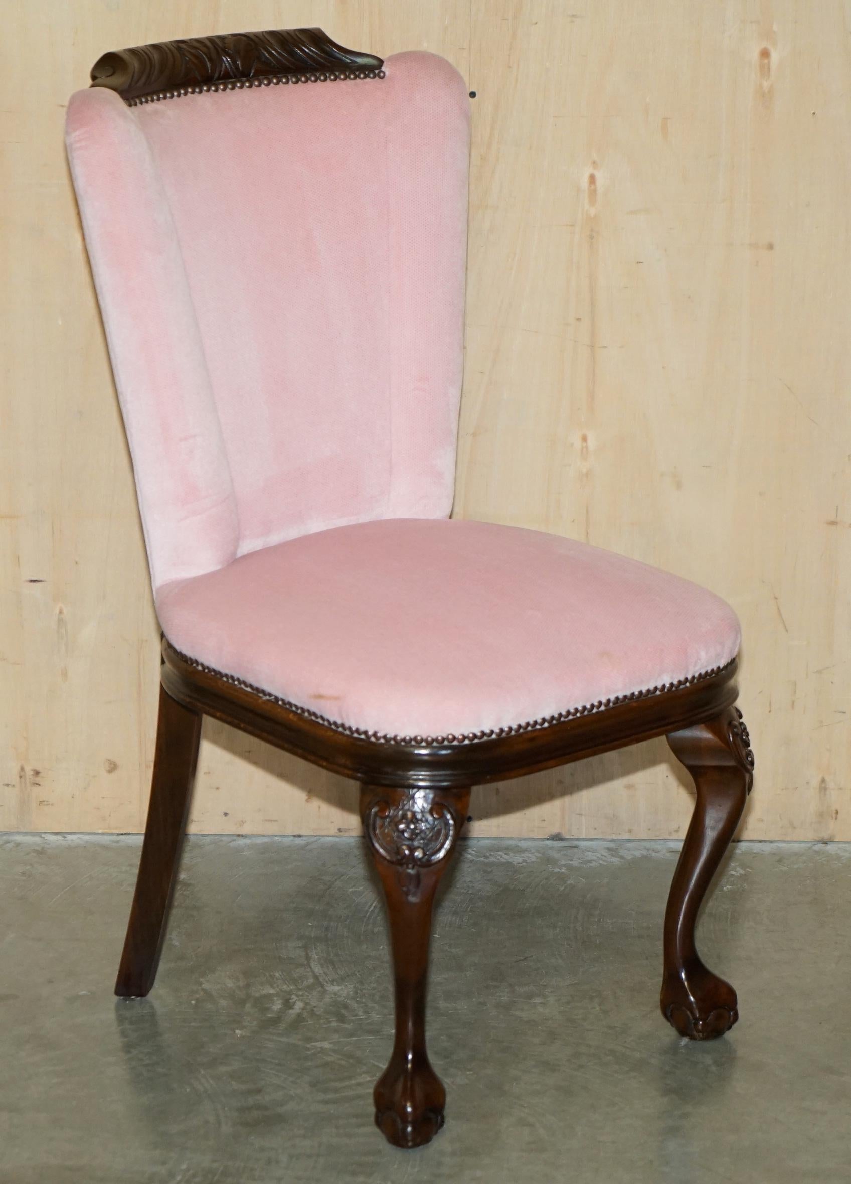 SIX LOVELY VINTAGE HAND CARVED CLAW & BALL CABRIOLET LEG HARDWOOS DINING CHAIRs For Sale 12